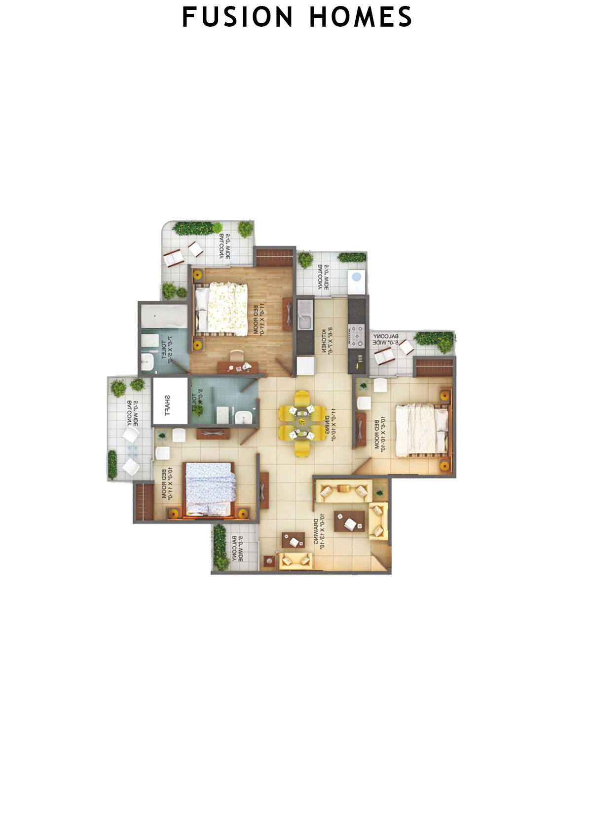 Fusion Homes Tower G Unit 4 (Type 3) Floor Plan