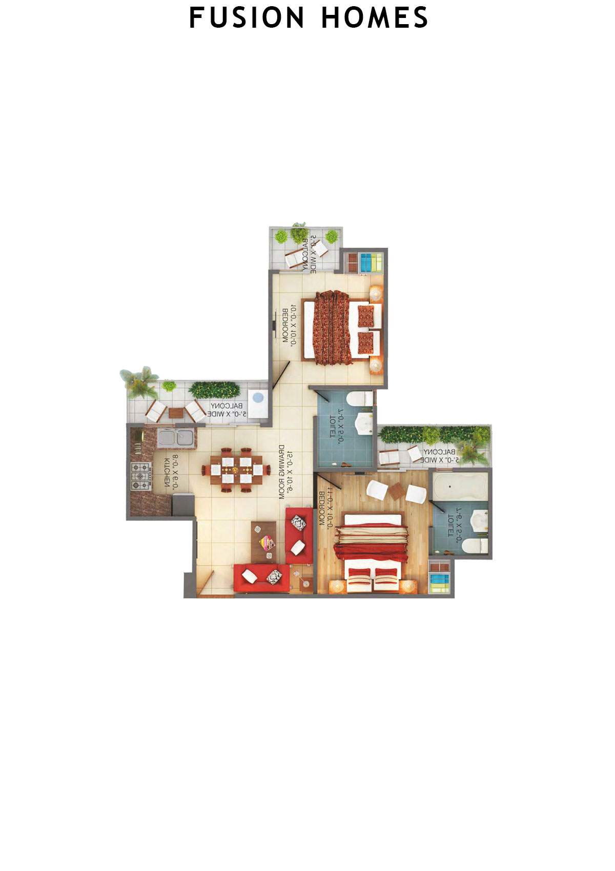 Fusion Homes Tower H Unit 5 (Type 8) Floor Plan