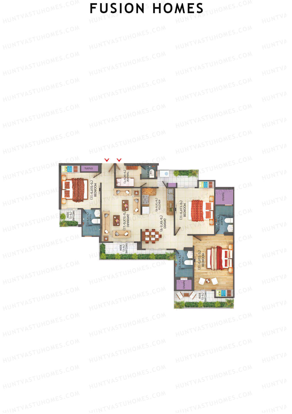 Fusion Homes Tower H Unit 6 (Type 5A) Floor Plan