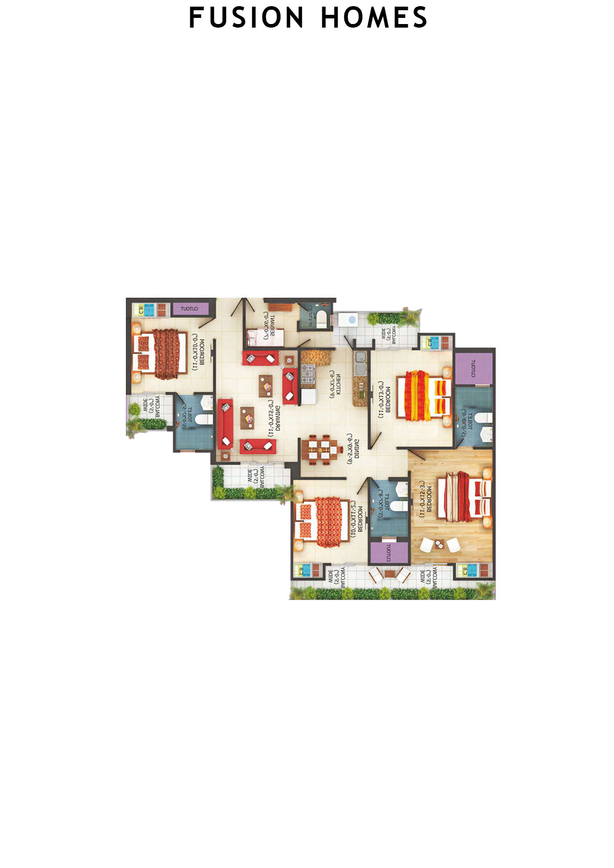 Fusion Homes Tower H Unit 6 (Type 6B) Floor Plan