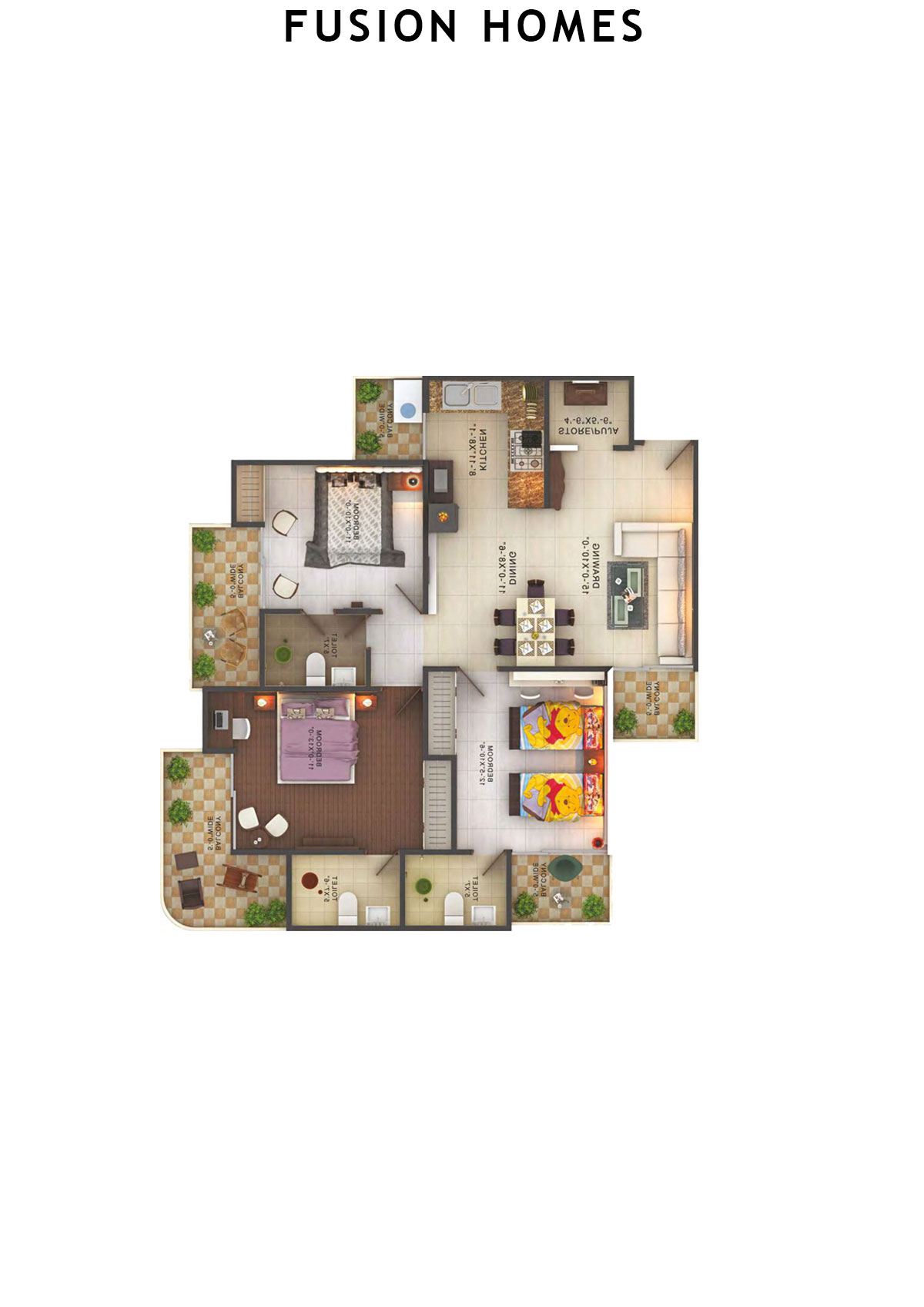 Fusion Homes Tower H Unit 7 (Type 4) Floor Plan