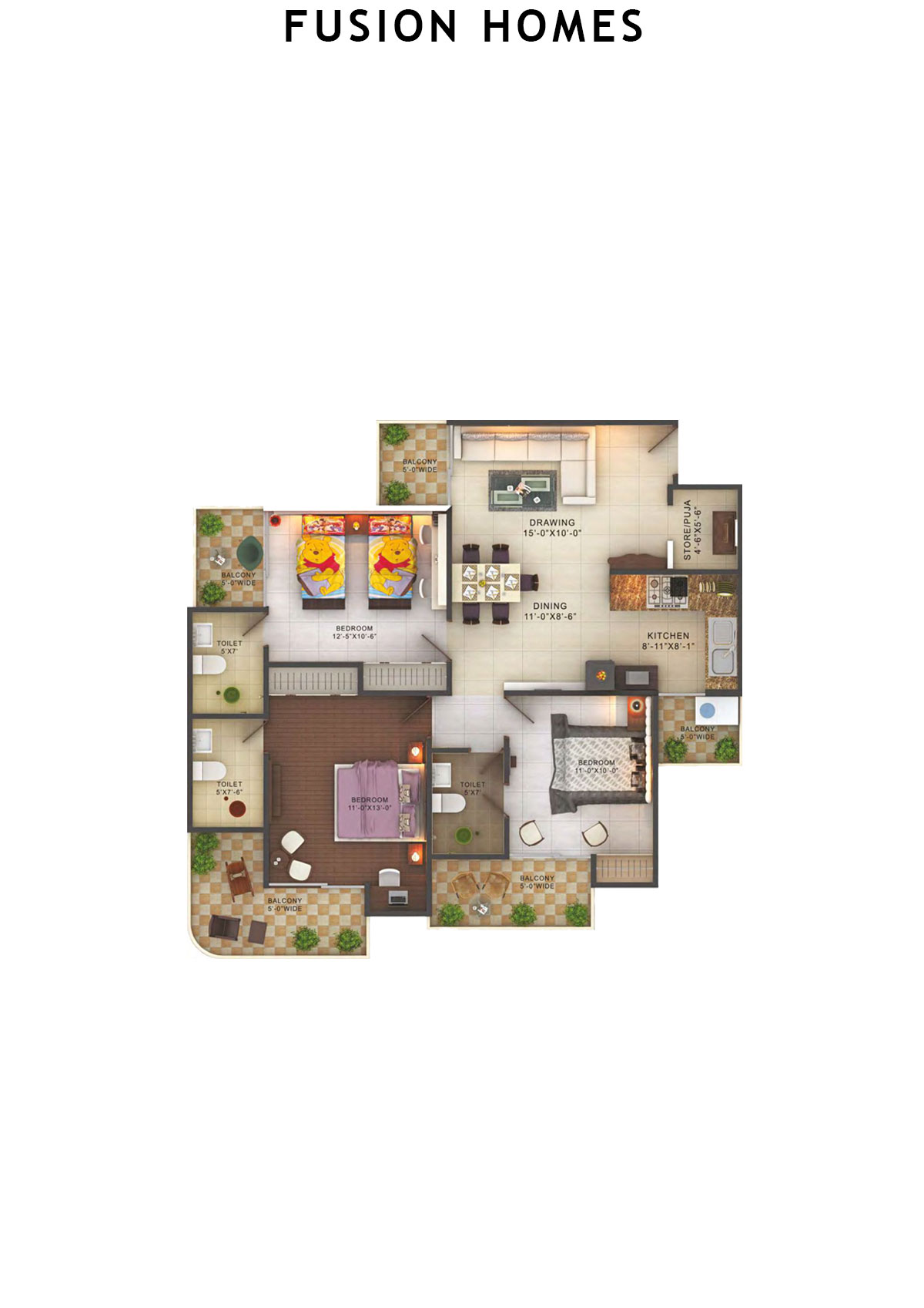 Fusion Homes Tower H Unit 8 (Type 4) Floor Plan