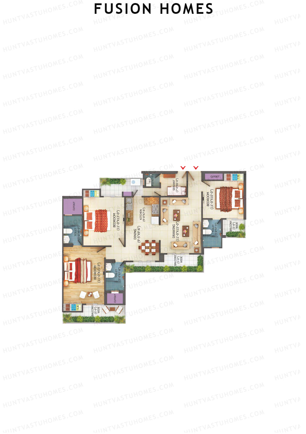 Fusion Homes Tower I Unit 6 (Type 5A) Floor Plan