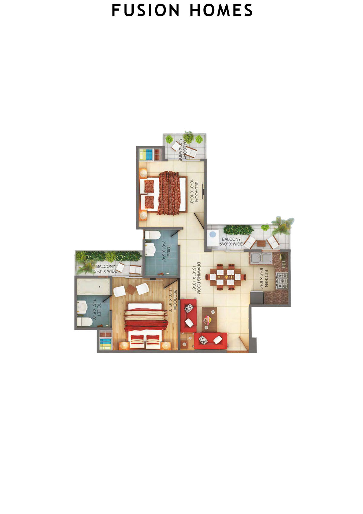 Fusion Homes Tower K Unit 1 (Type 8) Floor Plan