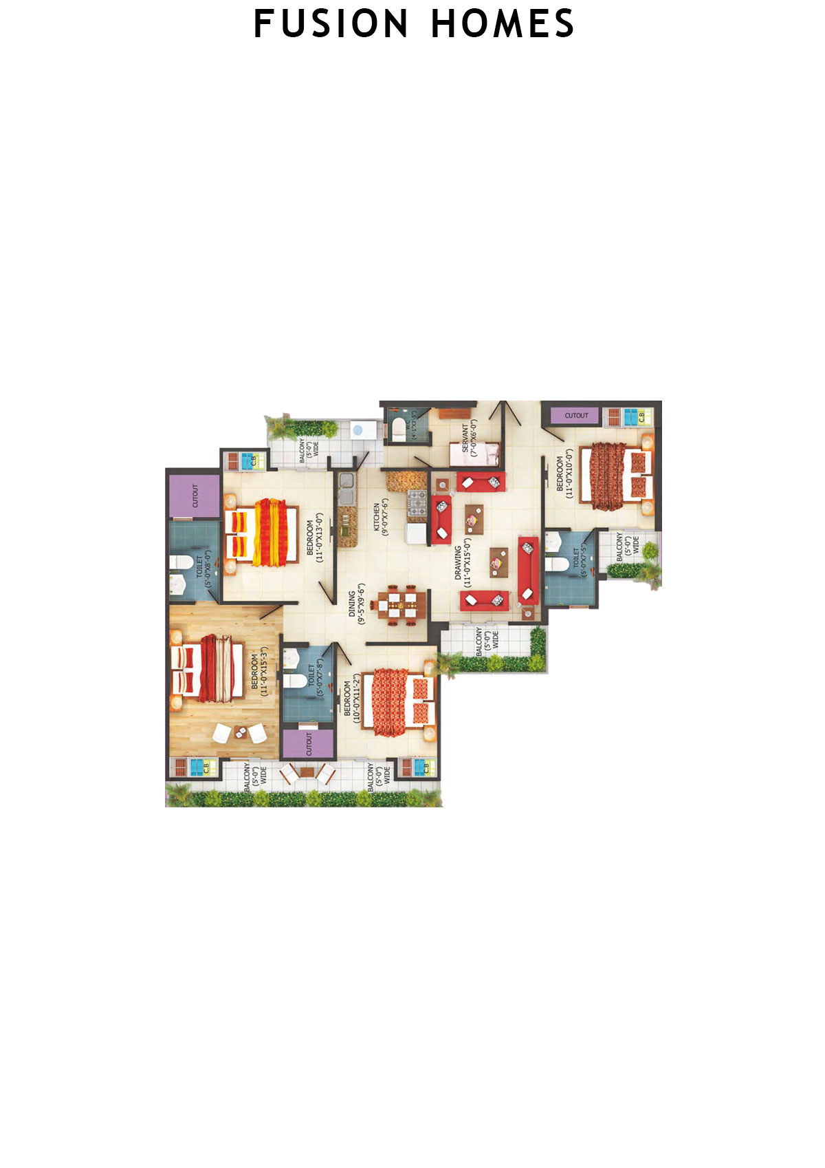 Fusion Homes Tower K Unit 8 (Type 6B) Floor Plan