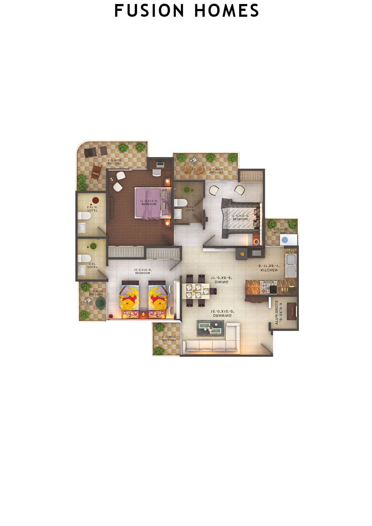Fusion Homes Tower L Unit 1 (Type 4) Floor Plan