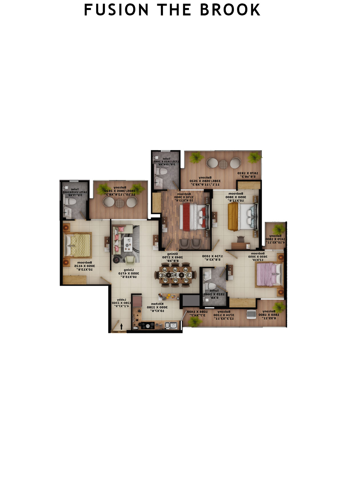 Fusion The Brook Tower A Unit 4 (Type 4A) Floor Plan