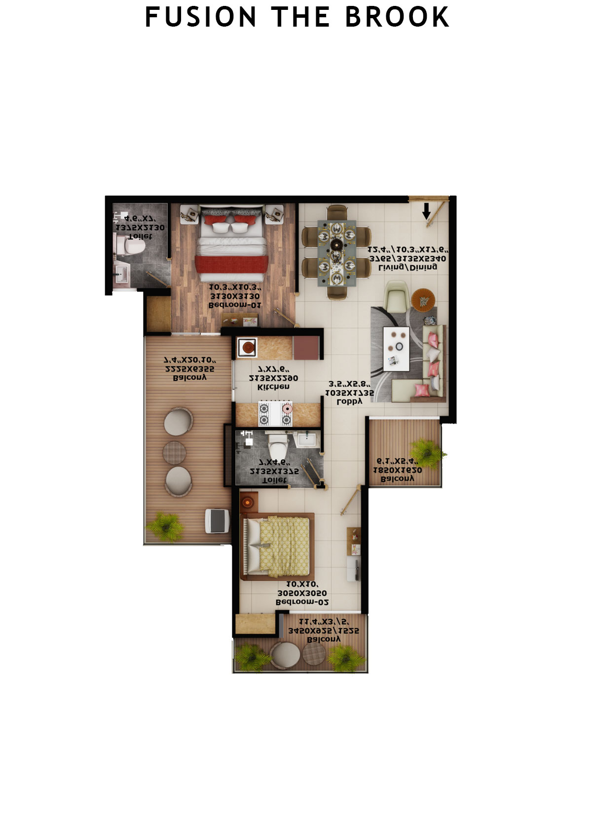 Fusion The Brook Tower B Unit 2 (Type 2A) Floor Plan