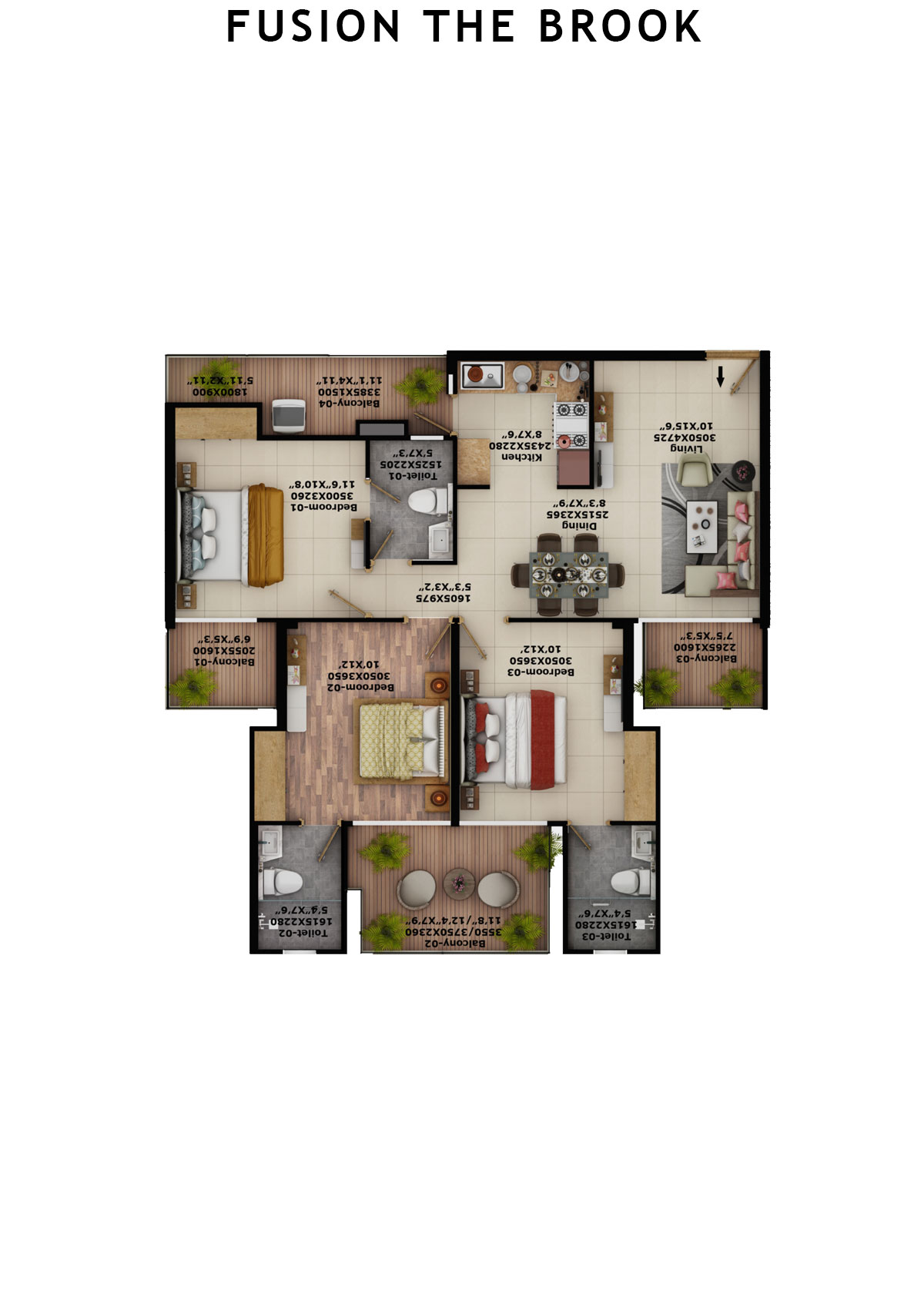 Fusion The Brook Tower C Unit 3 (Type 3D) Floor Plan