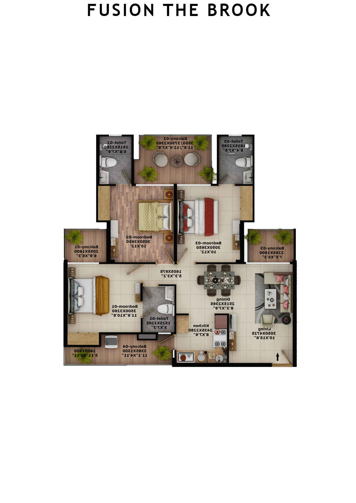 Fusion The Brook Tower C Unit 4 (Type 3D) Floor Plan