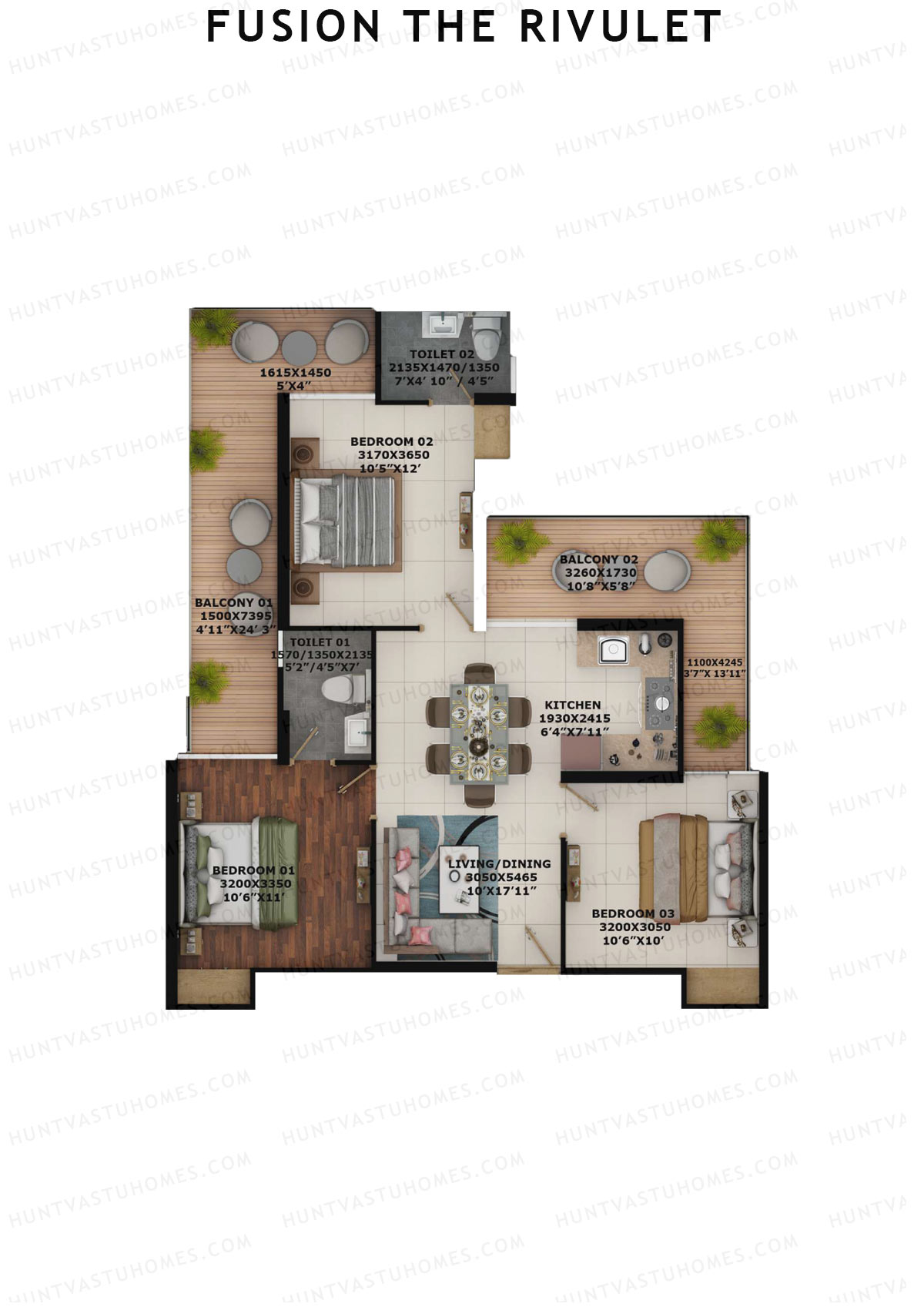 Fusion The Rivulet Tower L Unit 5 Floor Plan