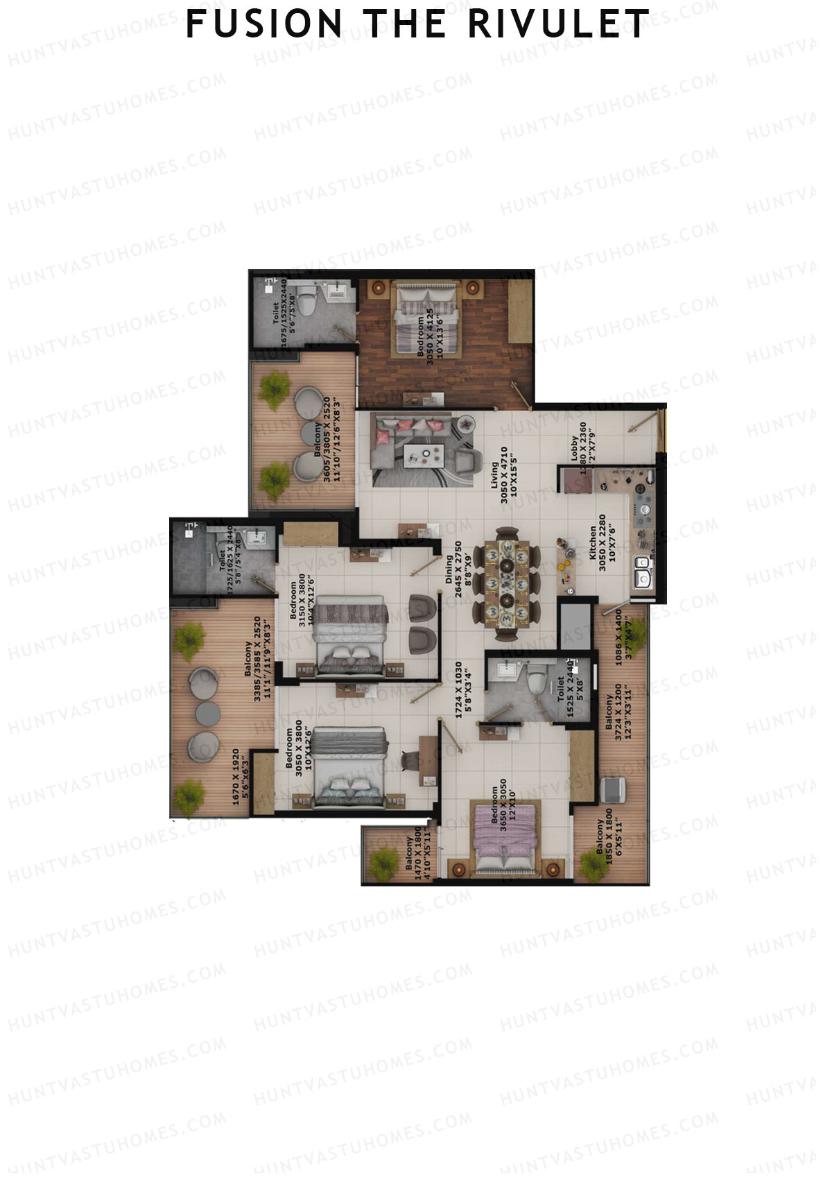 Fusion The Rivulet Tower N Unit 1 Floor Plan