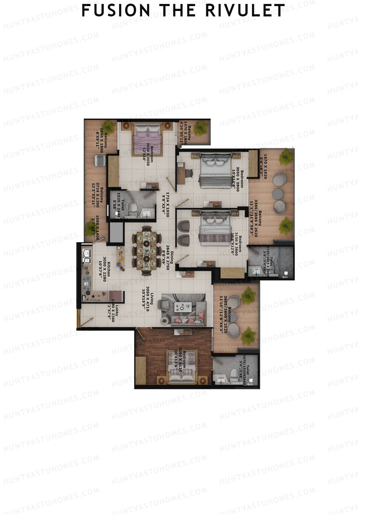 Fusion The Rivulet Tower N Unit 3 Floor Plan