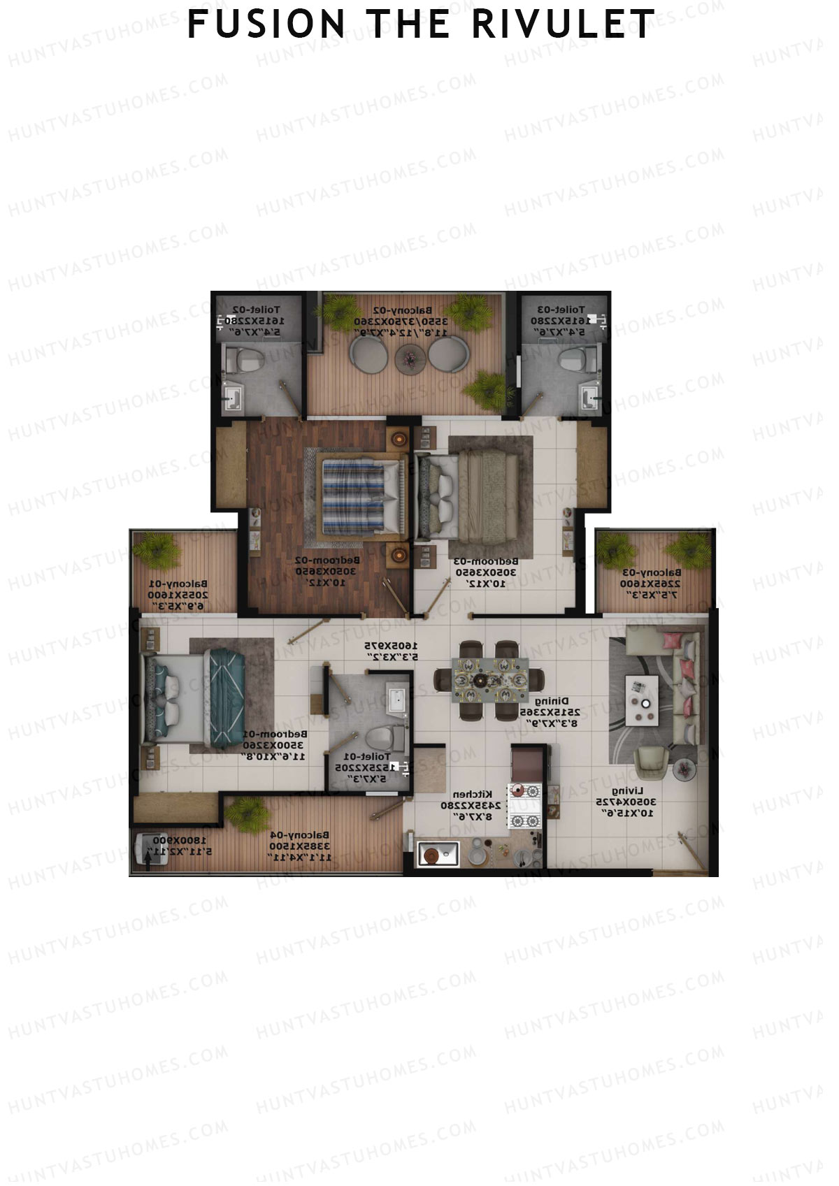 Fusion The Rivulet Tower R Unit 1 Floor Plan