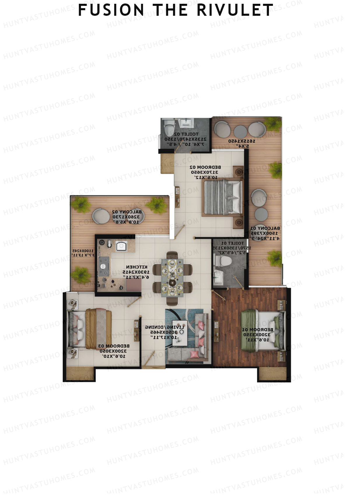 Fusion The Rivulet Tower R Unit 2 Floor Plan