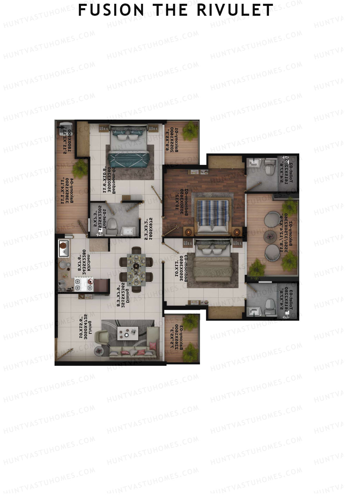 Fusion The Rivulet Tower U Unit 1 Floor Plan