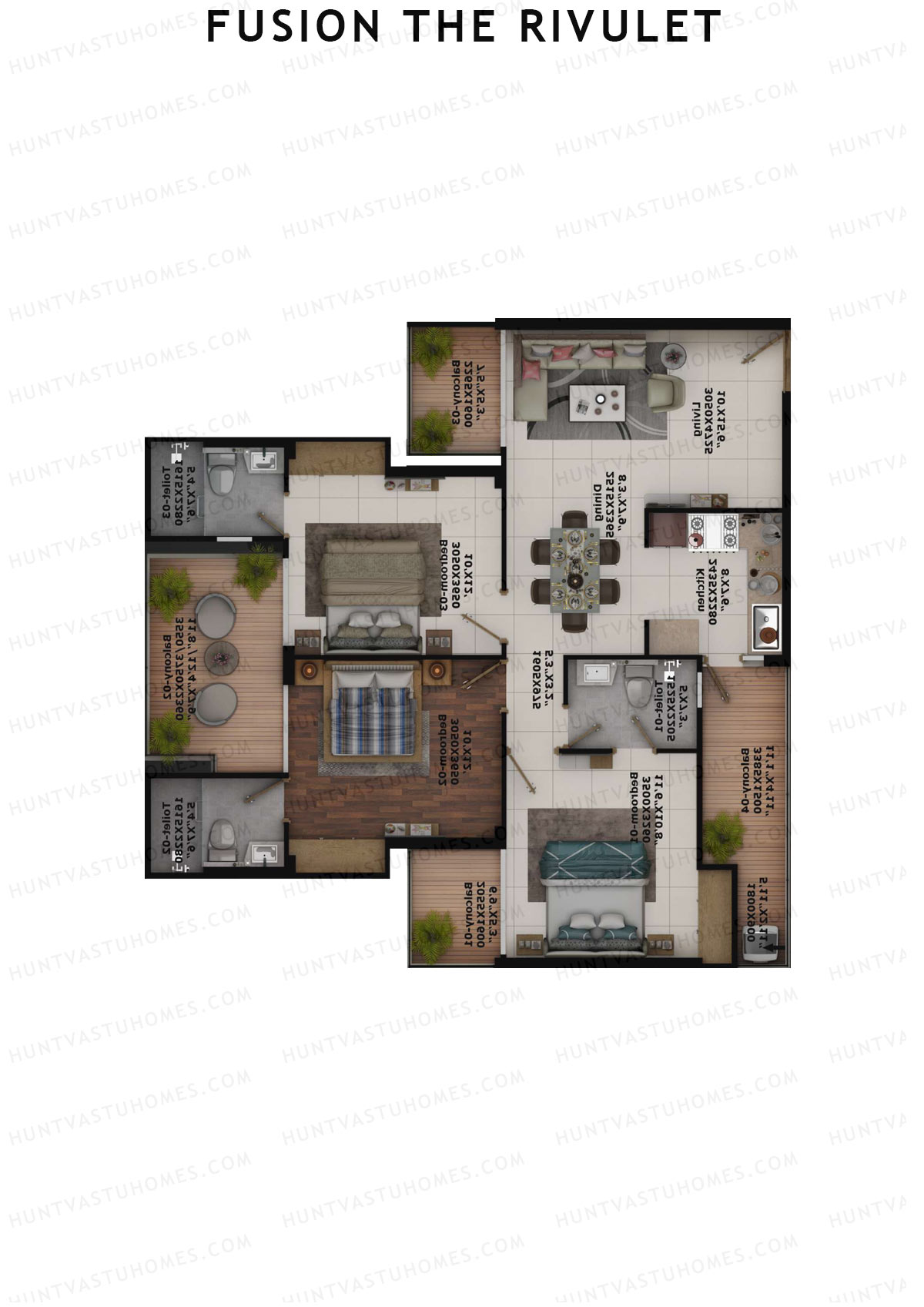 Fusion The Rivulet Tower U Unit 4 Floor Plan