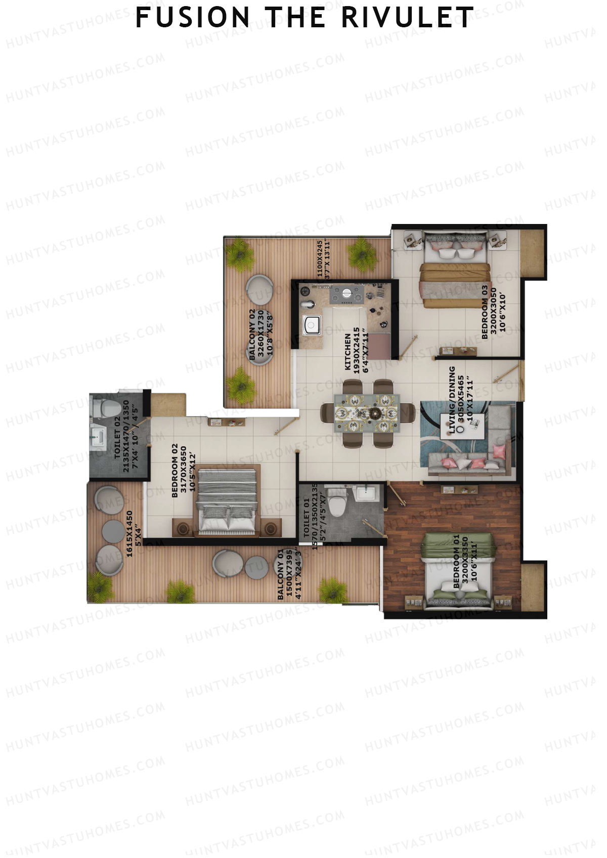 Fusion The Rivulet Tower U Unit 5 Floor Plan