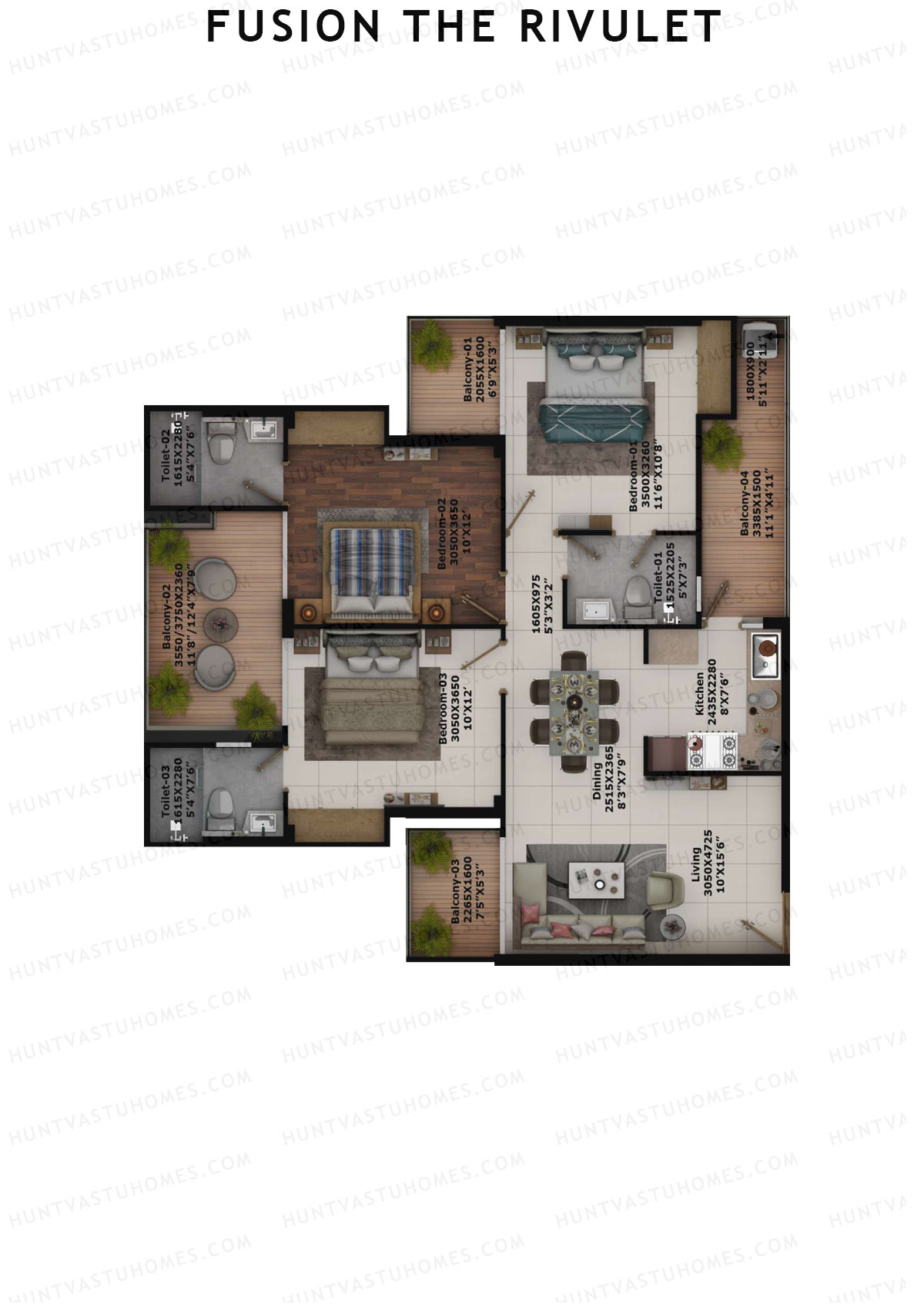 Fusion The Rivulet Tower U Unit 6 Floor Plan