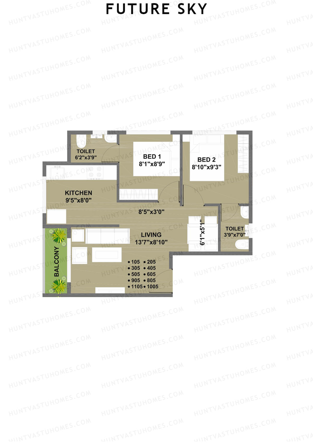 Future Sky Tower A Unit 5 Floor Plan