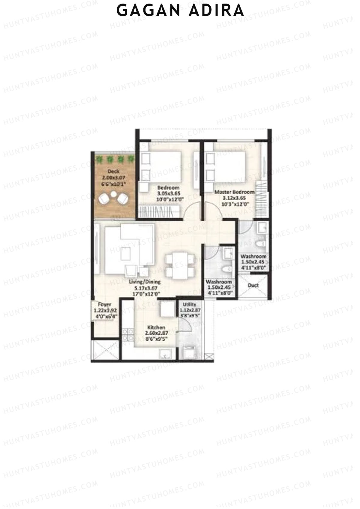 Gagan Adira, Wing G1, Unit 4, 2BHK, Carpet Area 794   sq ft 