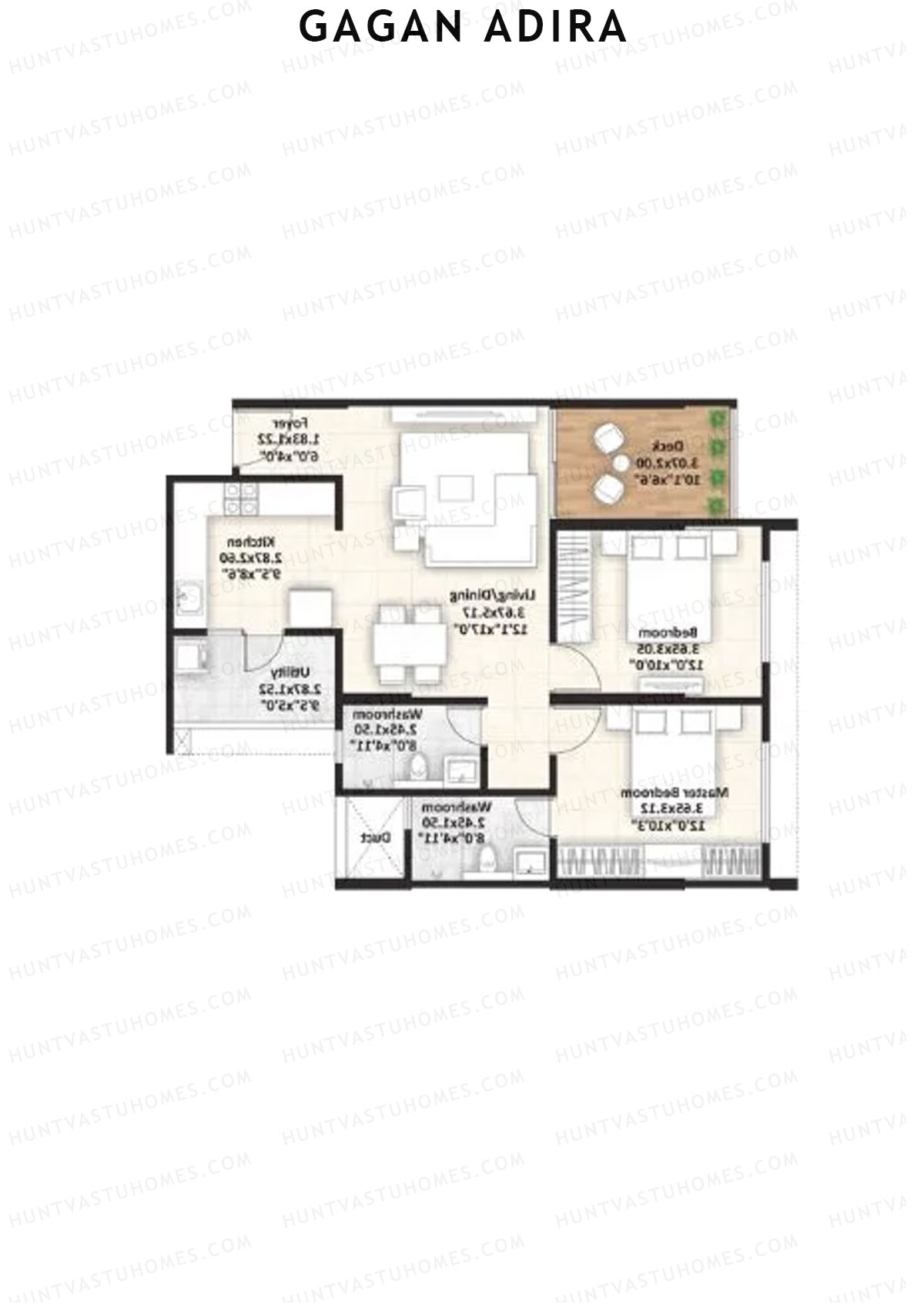 Gagan Adira, Wing G2, Unit 2, 2BHK, Carpet Area 806   sq ft 