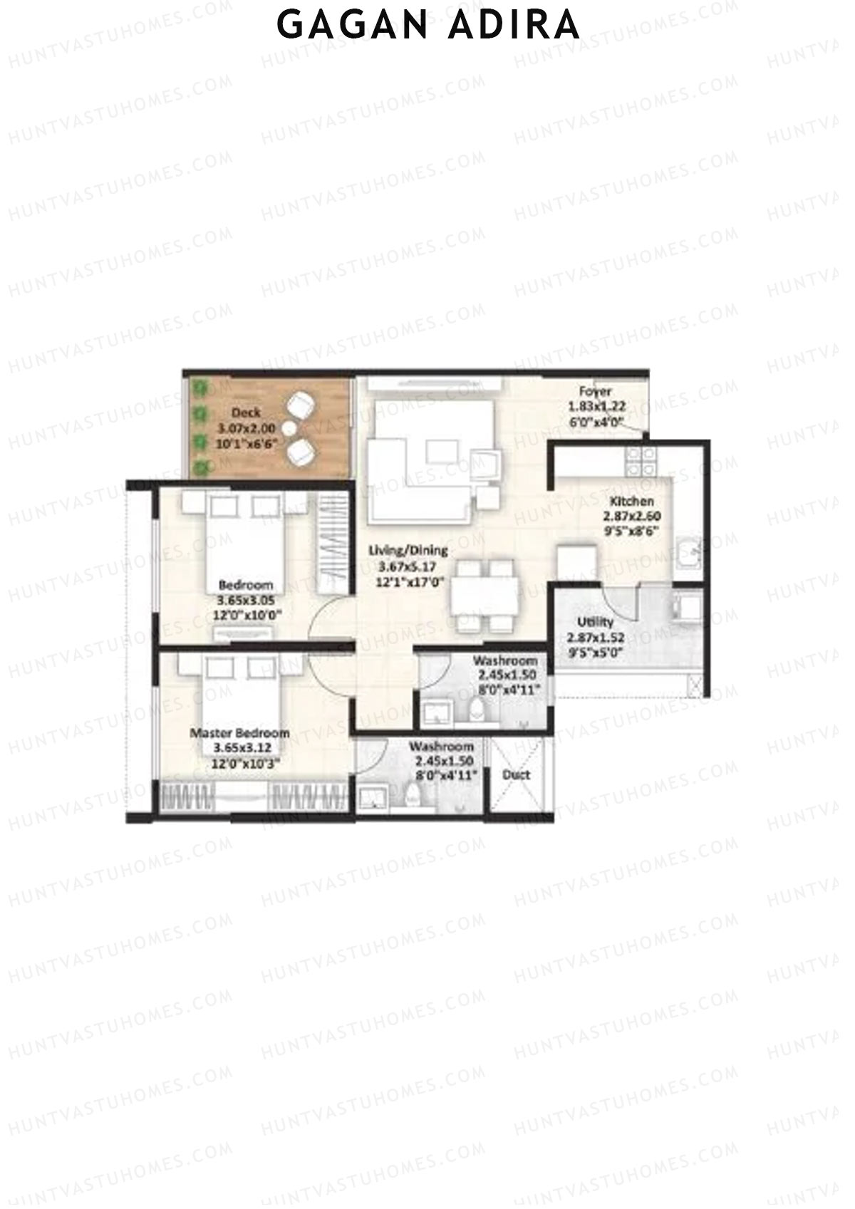 Gagan Adira, Wing G2, Unit 3, 2BHK, Carpet Area 806   sq ft 