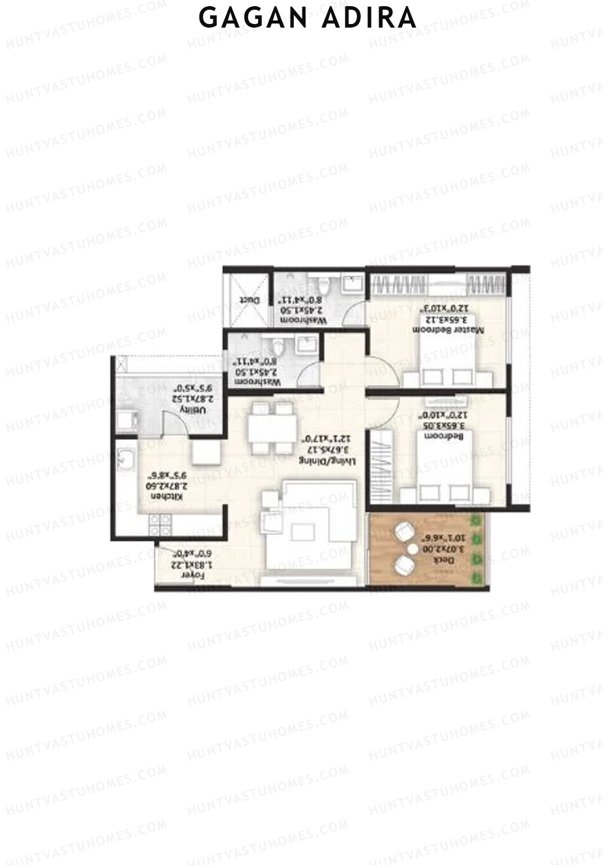 Gagan Adira, Wing H1, Unit 1, 2BHK, Carpet Area 806   sq ft 
