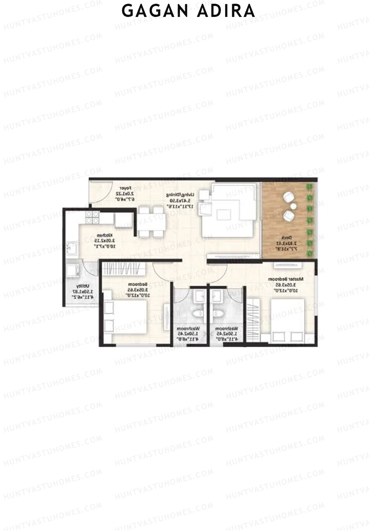 Gagan Adira, Wing H2, Unit 2, 2BHK, Carpet Area 819   sq ft 