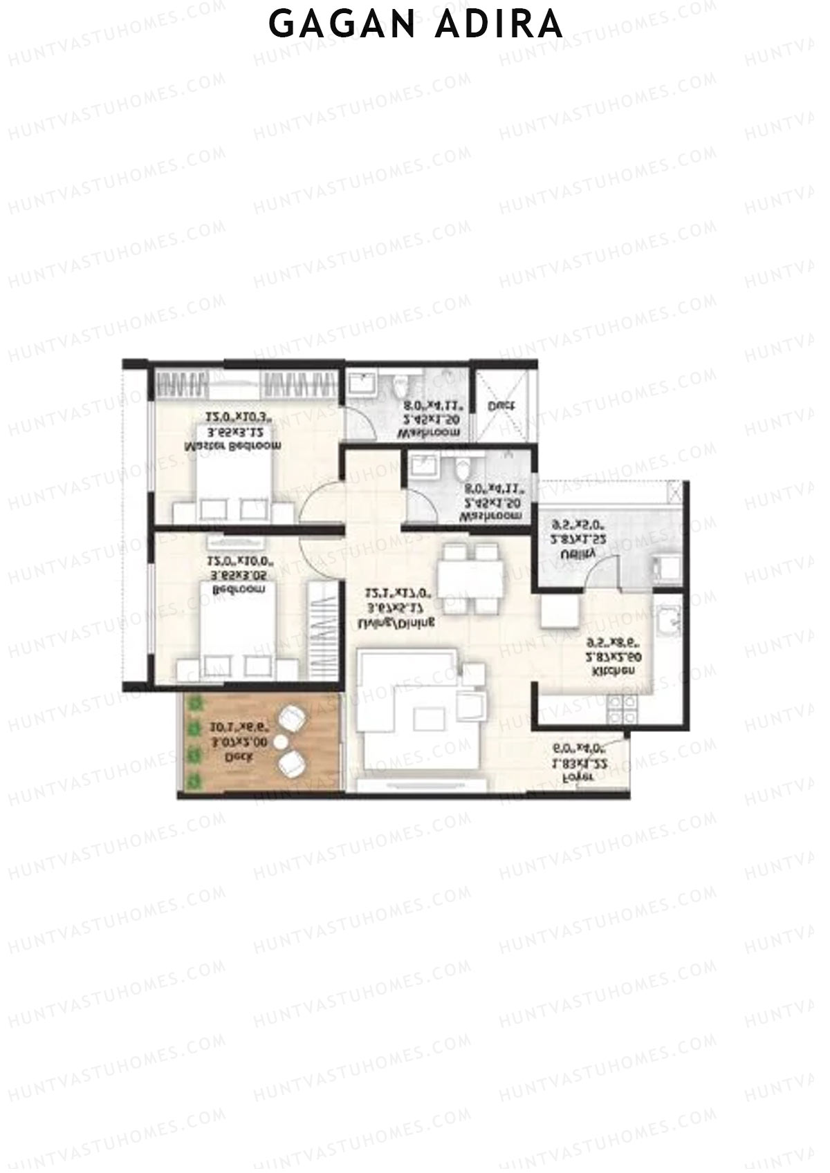 Gagan Adira, Wing H2, Unit 4, 2BHK, Carpet Area 806   sq ft 