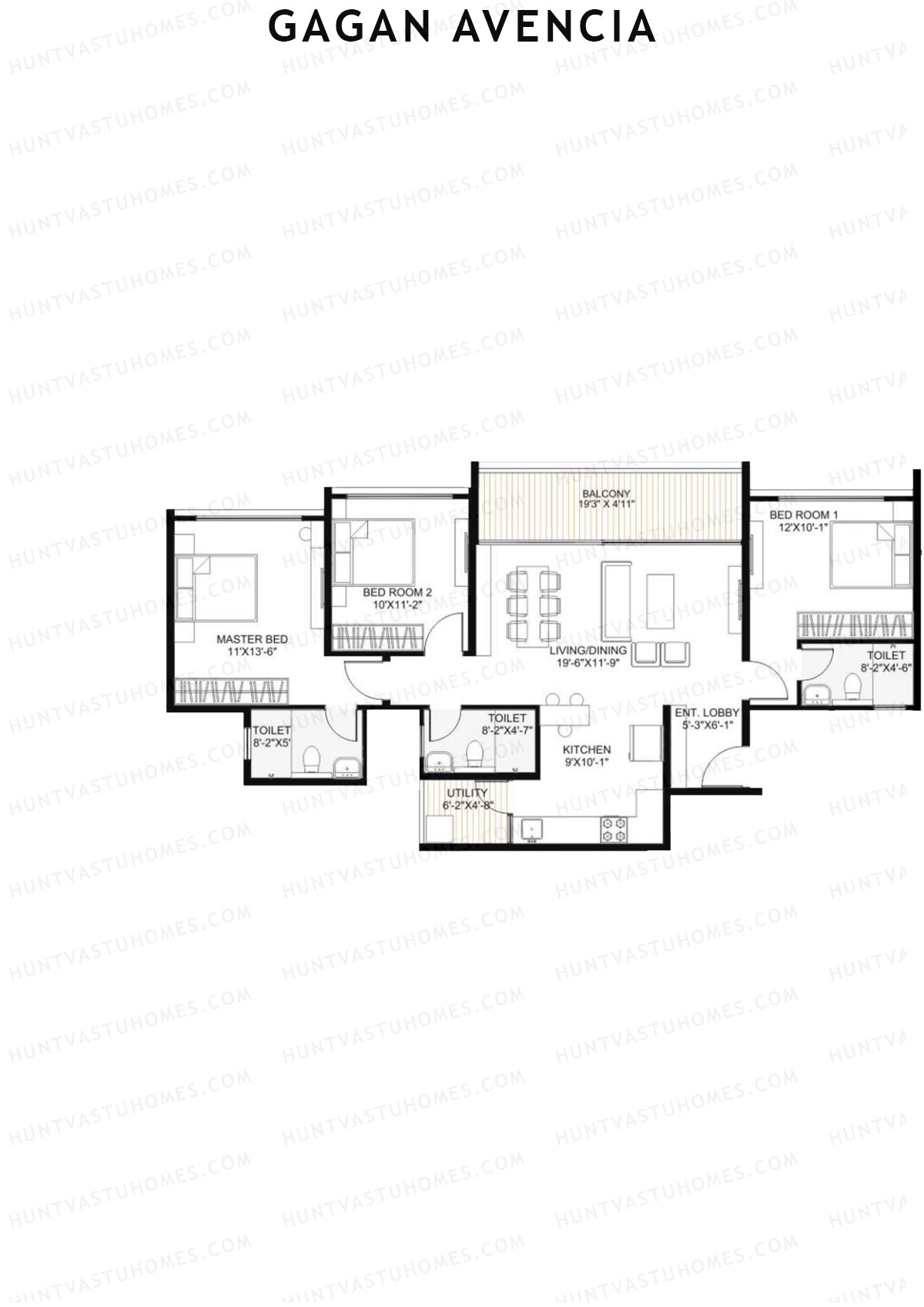 Gagan Avencia Wing B Unit 1 Floor Plan