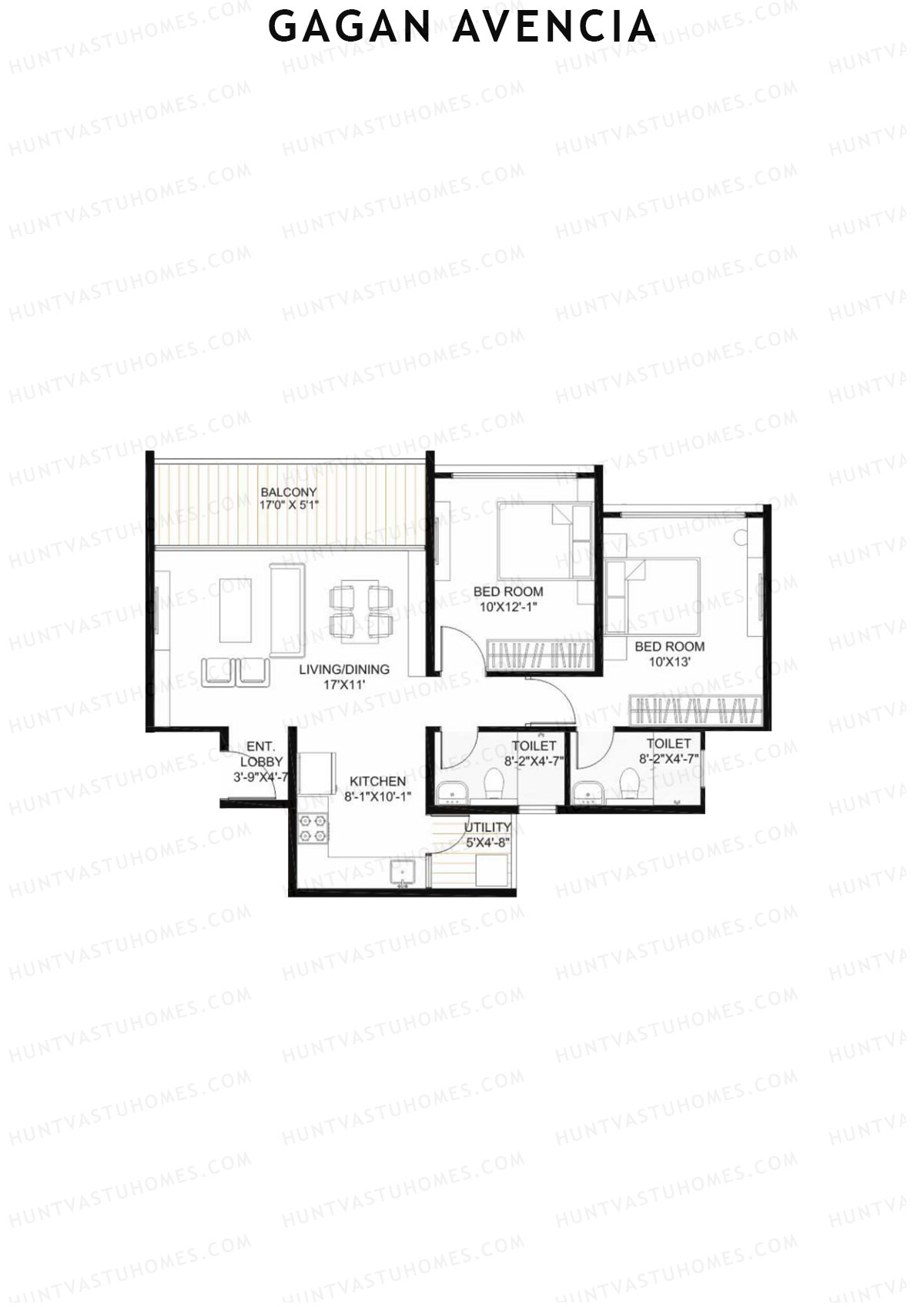 Gagan Avencia Wing B Unit 2 (Type 1) Floor Plan