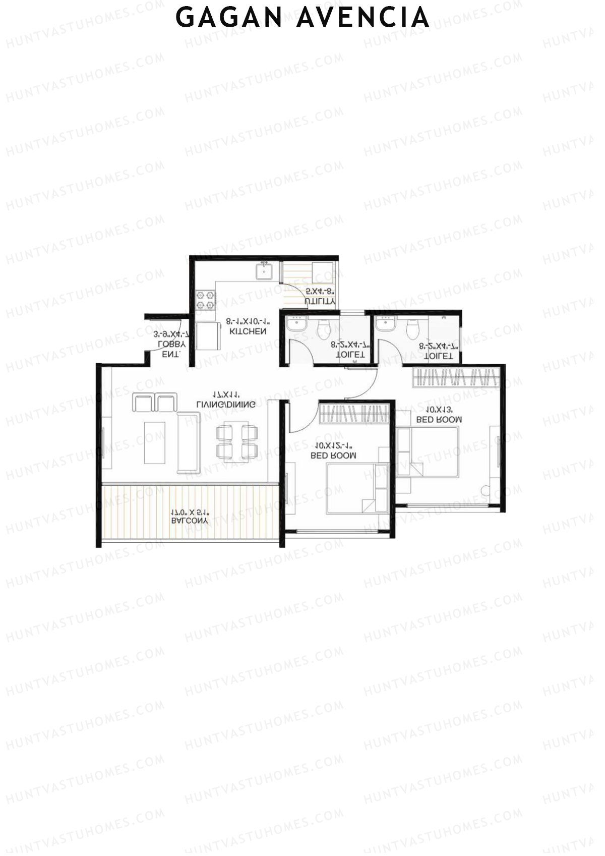 Gagan Avencia Wing B Unit 3 (Type 1) Floor Plan