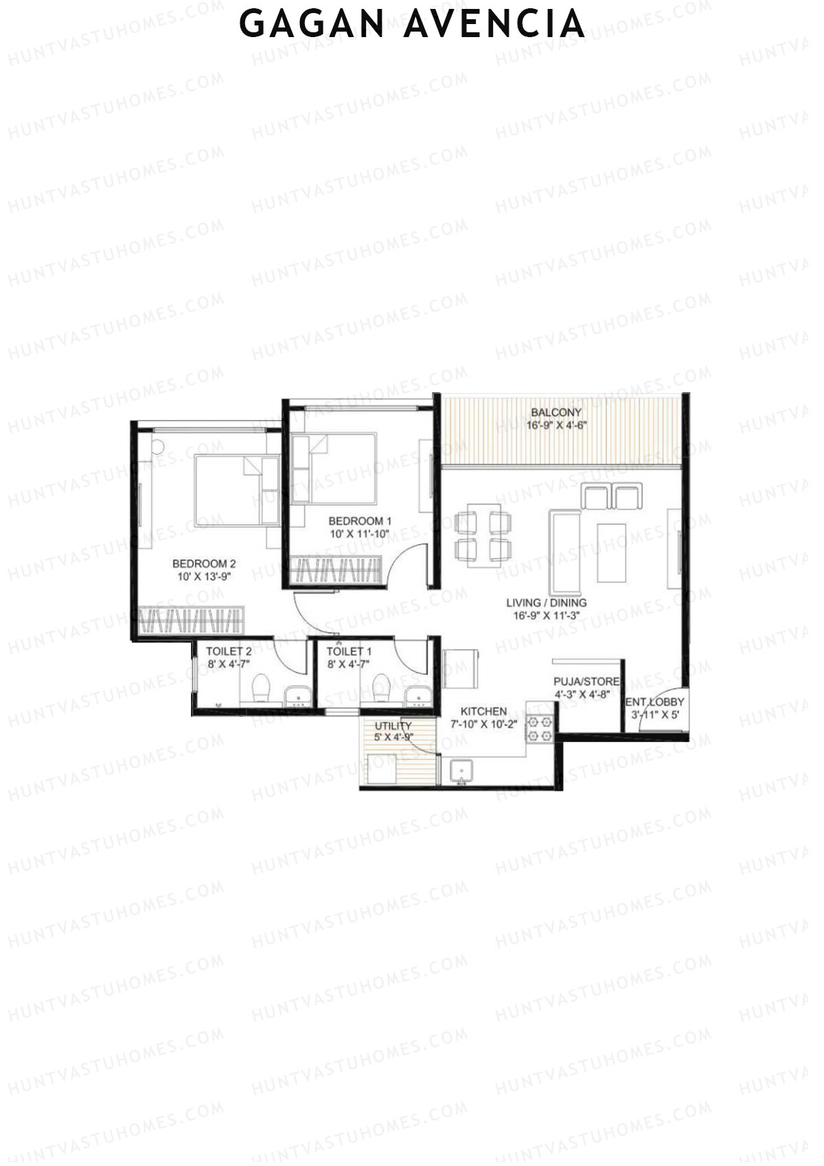 Gagan Avencia Wing C Unit 1 (Type 2) Floor Plan