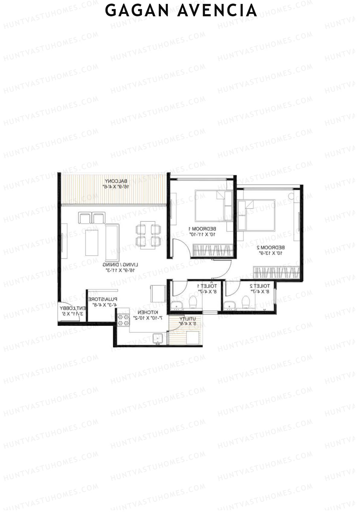 Gagan Avencia Wing C Unit 2 (Type 2) Floor Plan
