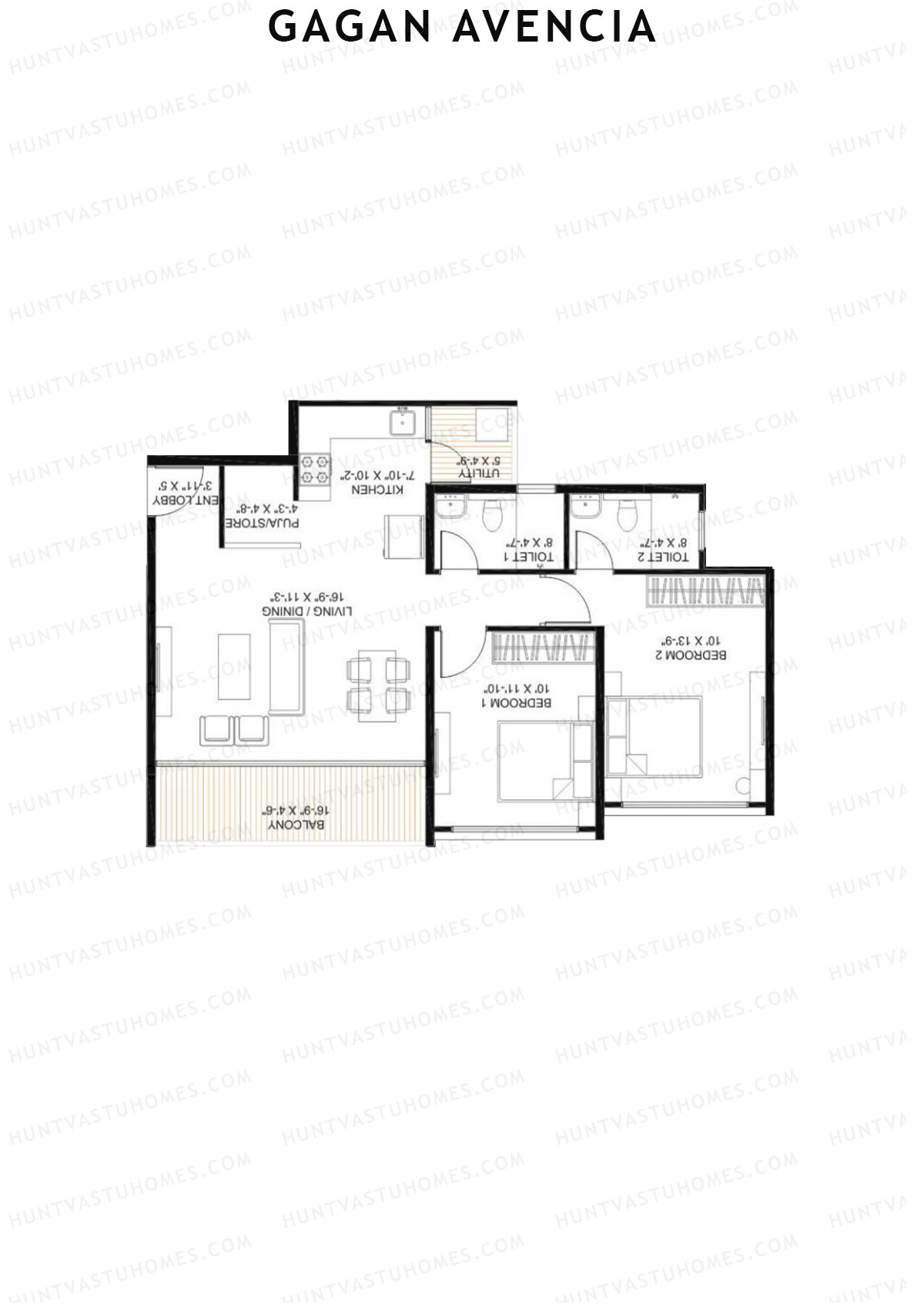 Gagan Avencia Wing C Unit 3 (Type 2) Floor Plan