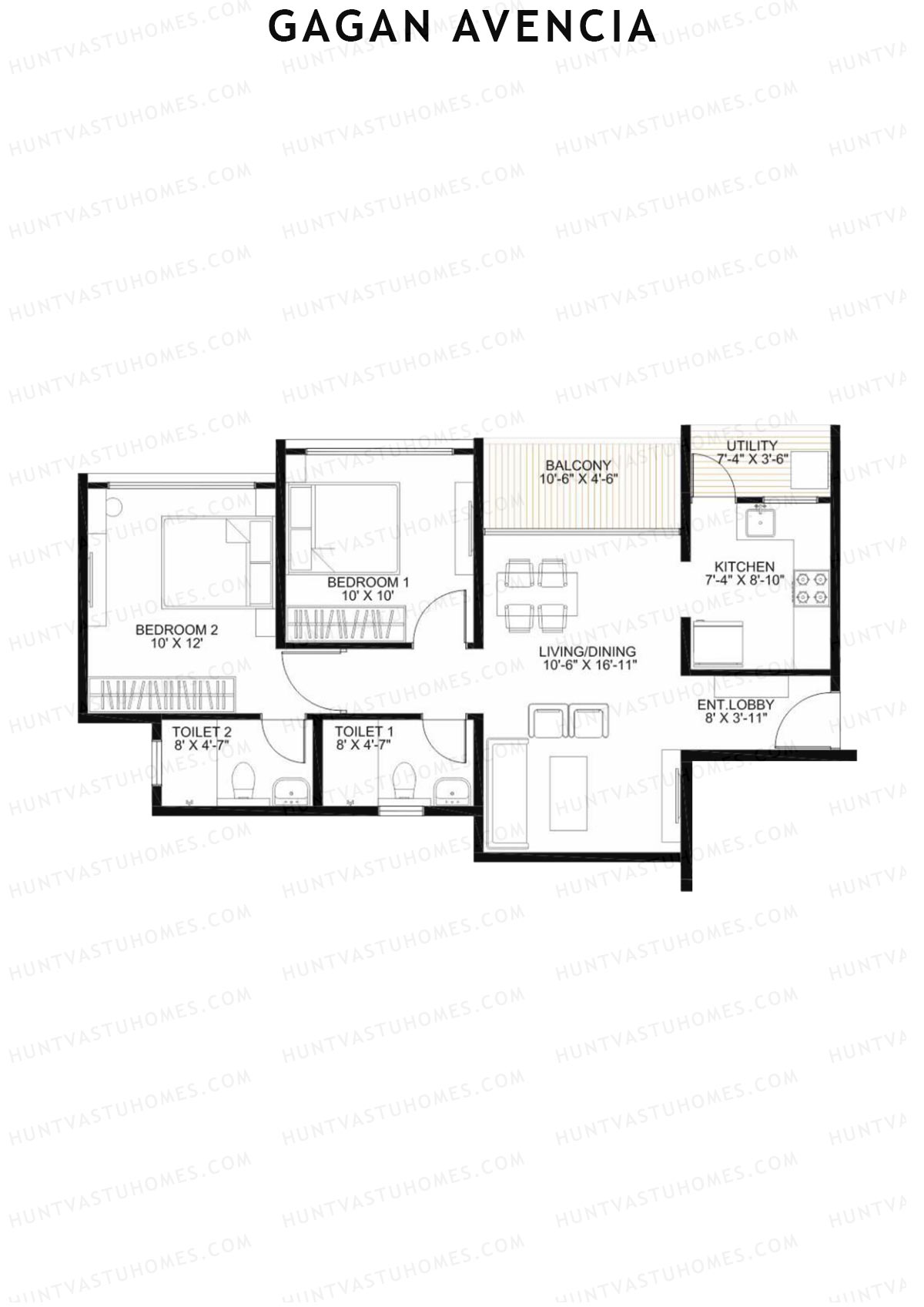 Gagan Avencia Wing D Unit 1 (Type 3) Floor Plan