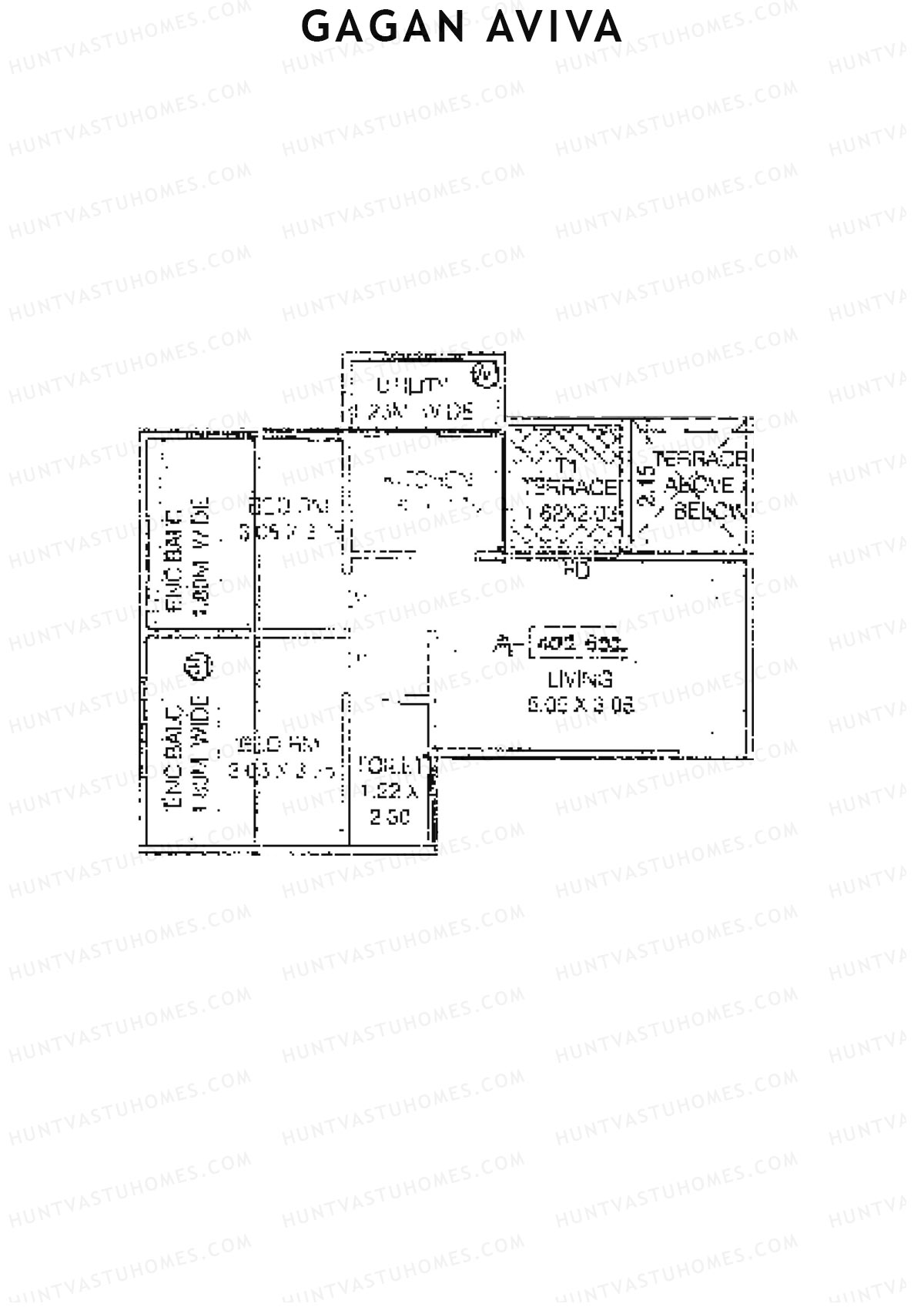 Gagan Aviva, Wing A, Unit 2, 2BHK, Carpet Area 383   sq ft 
