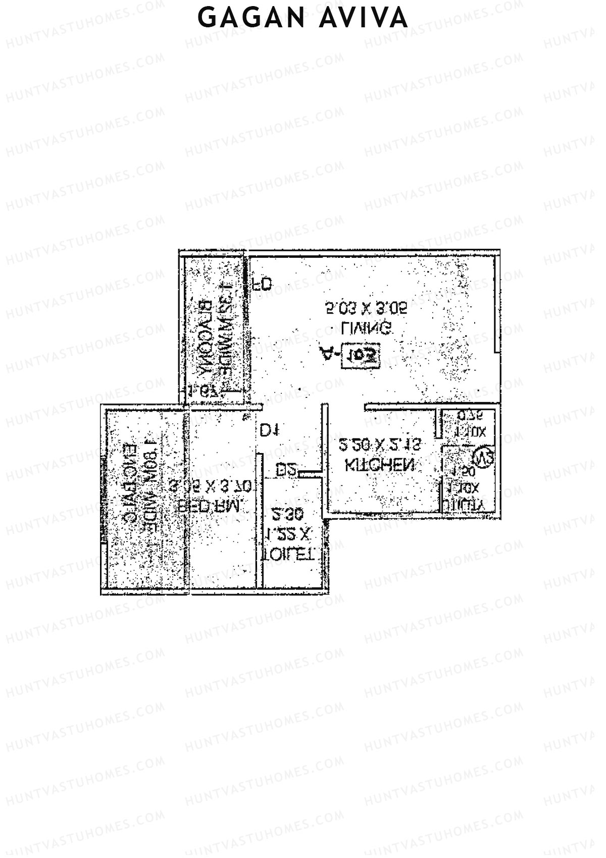Gagan Aviva, Wing A, Unit 4, 1BHK, Carpet Area 359   sq ft 