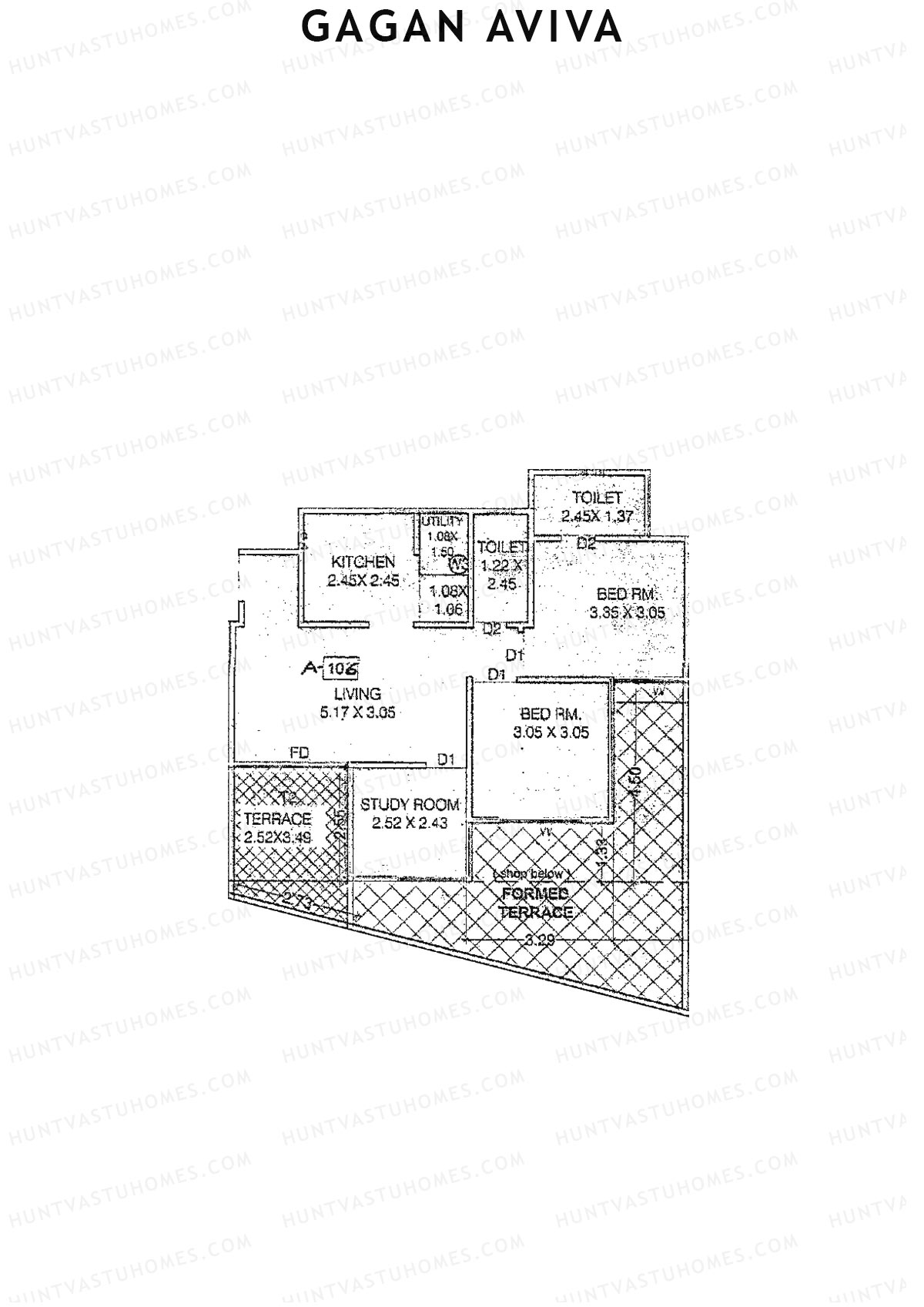Gagan Aviva, Wing A, Unit 6, 2BHK, Carpet Area 654   sq ft 