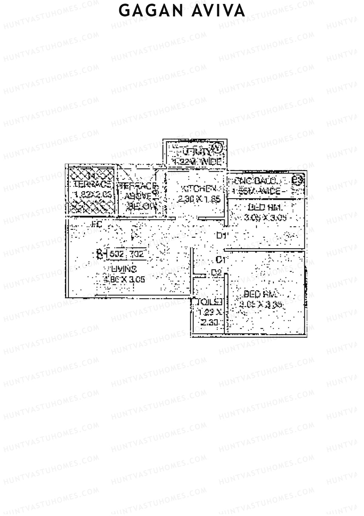 Gagan Aviva, Wing B, Unit 2, 2BHK, Carpet Area 467   sq ft 