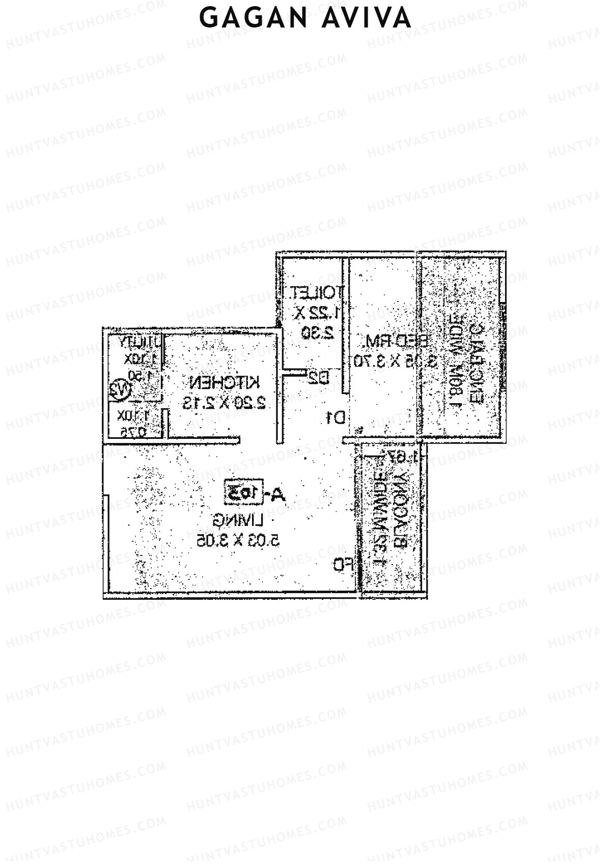 Gagan Aviva, Wing B, Unit 3, 1BHK, Carpet Area 338   sq ft 