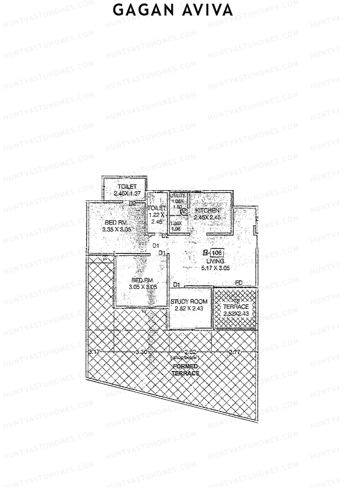 Gagan Aviva, Wing B, Unit 6, 2BHK, Carpet Area 654   sq ft 