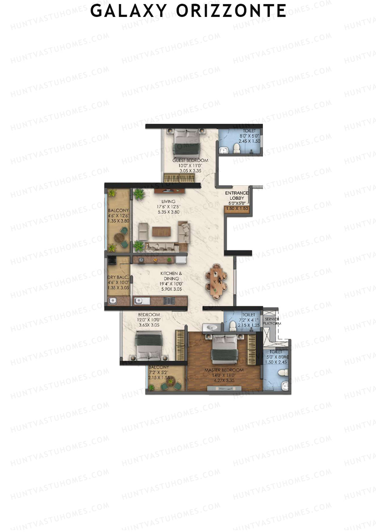 Galaxy Orizzonte Tower A Unit 2 (Type 2) Floor Plan