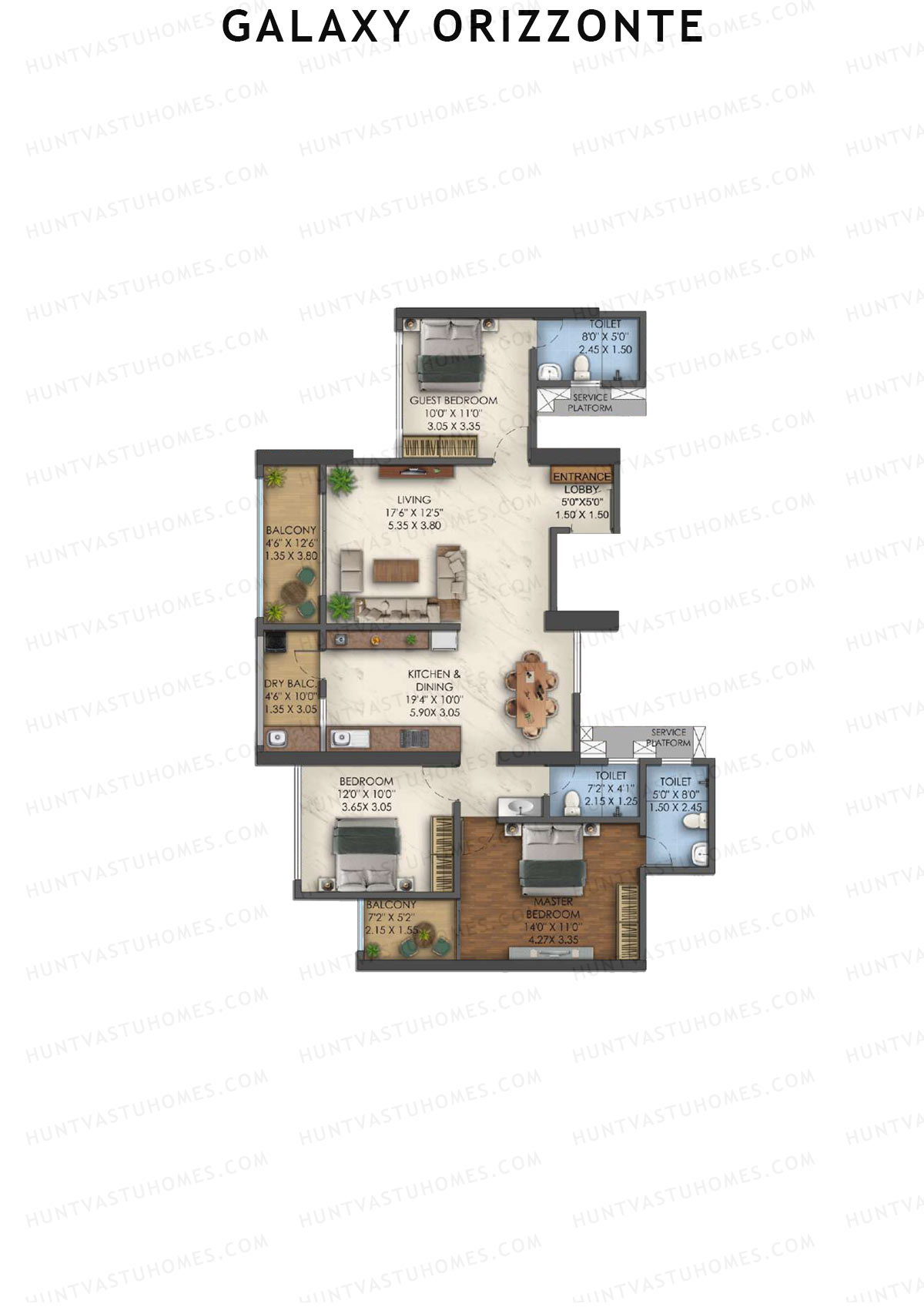 Galaxy Orizzonte Tower A Unit 3 (Type 1) Floor Plan