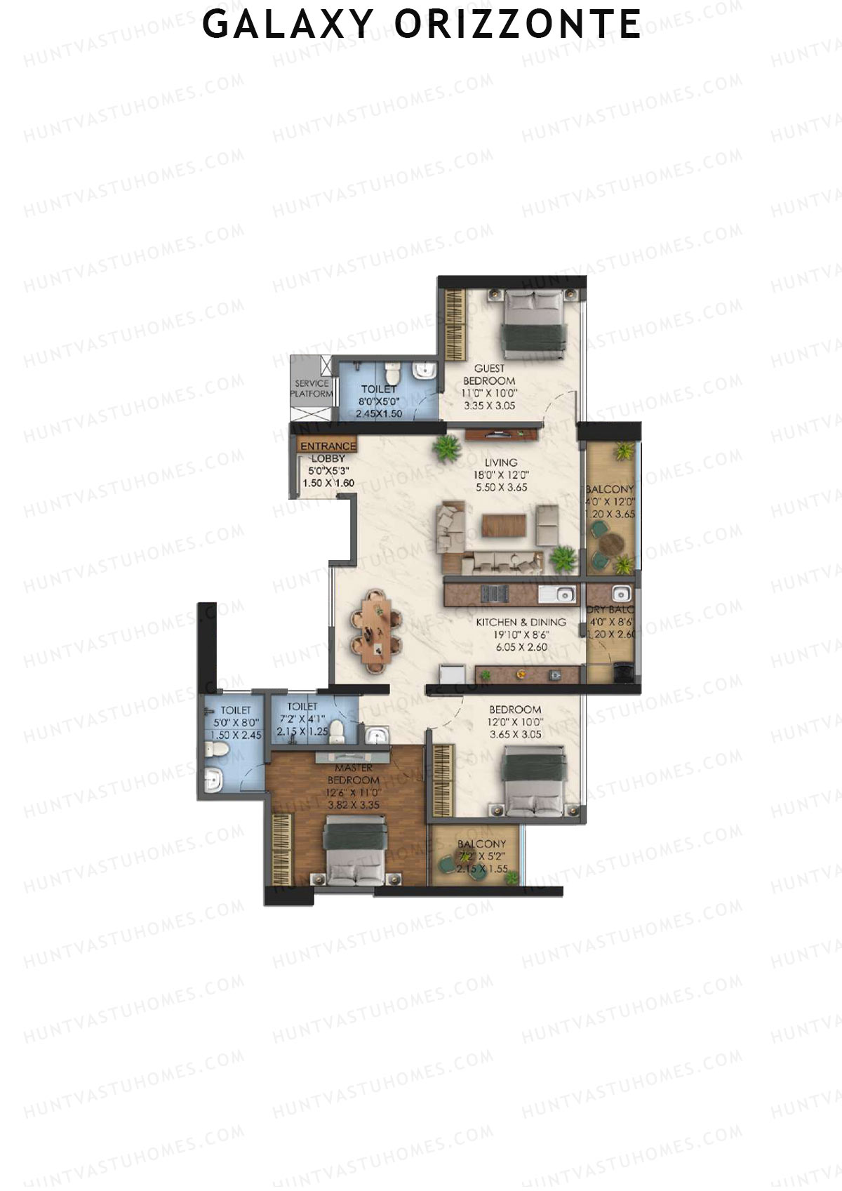 Galaxy Orizzonte Tower A Unit 5 (Type 3) Floor Plan