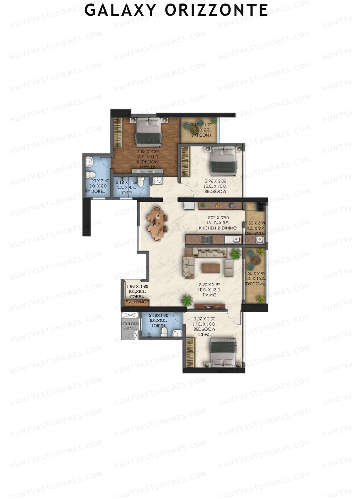 Galaxy Orizzonte Tower B Unit 1 (Type 3) Floor Plan