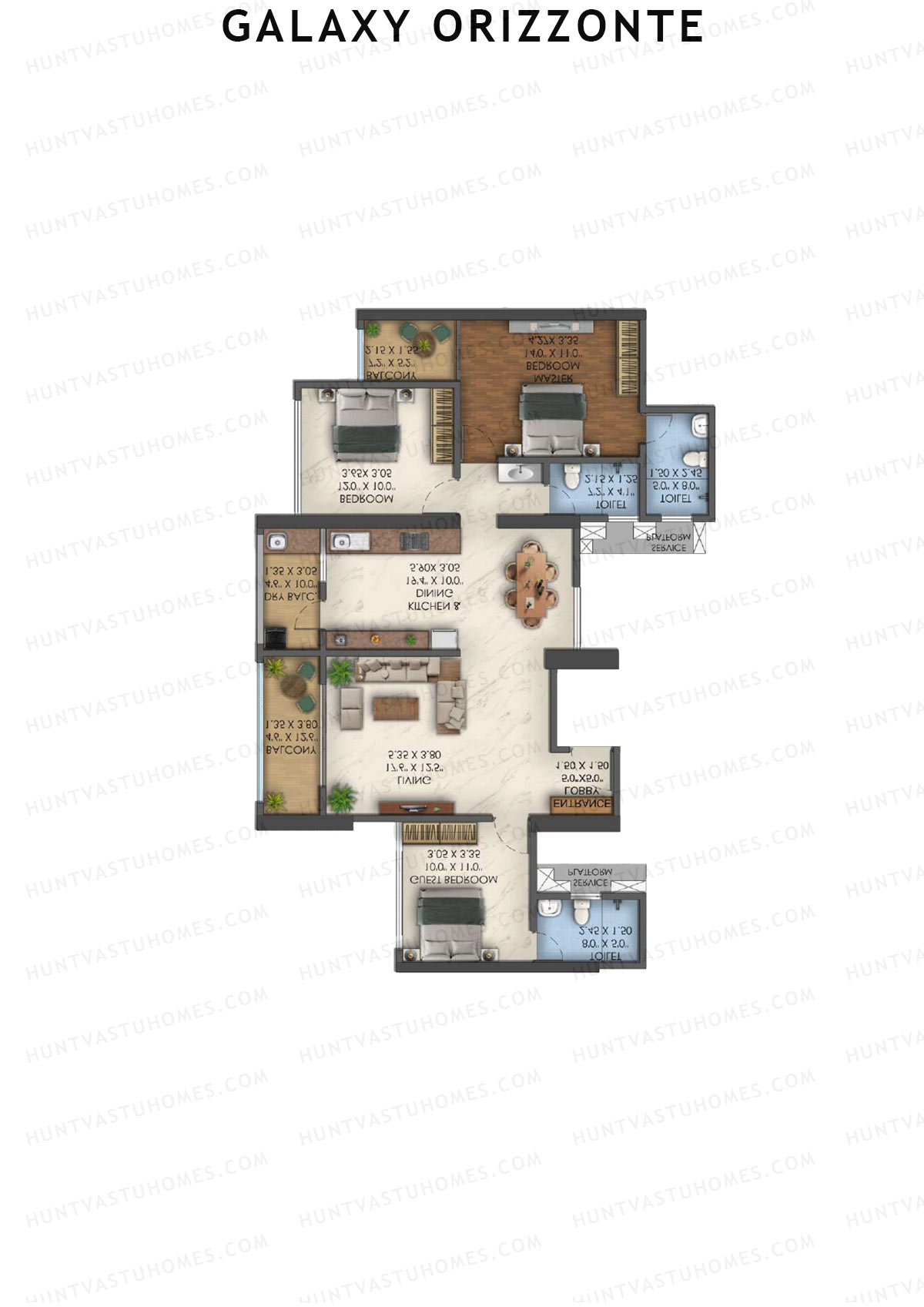 Galaxy Orizzonte Tower B Unit 3 (Type 1) Floor Plan