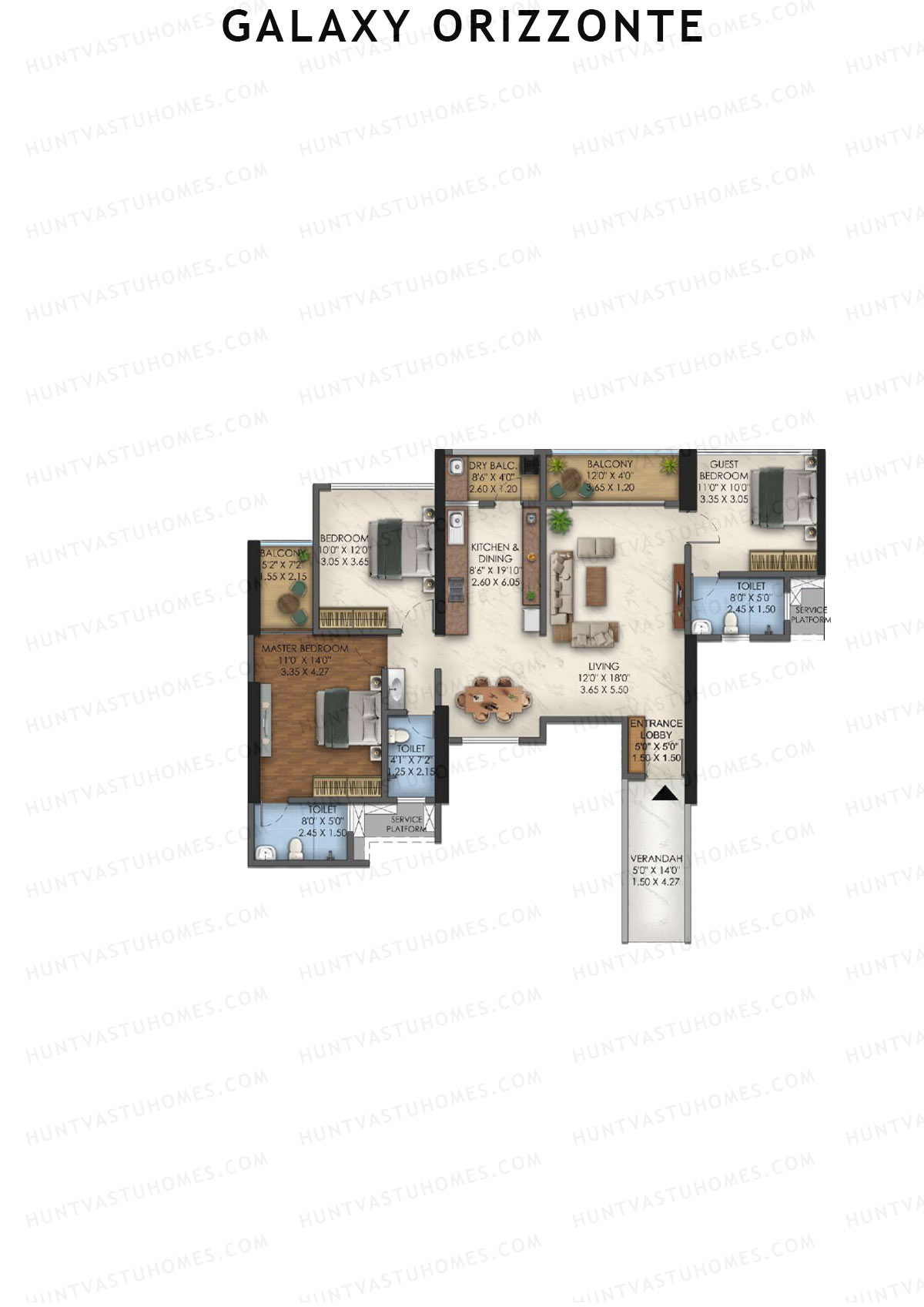 Galaxy Orizzonte Tower D Unit 4 (Type 3) Floor Plan