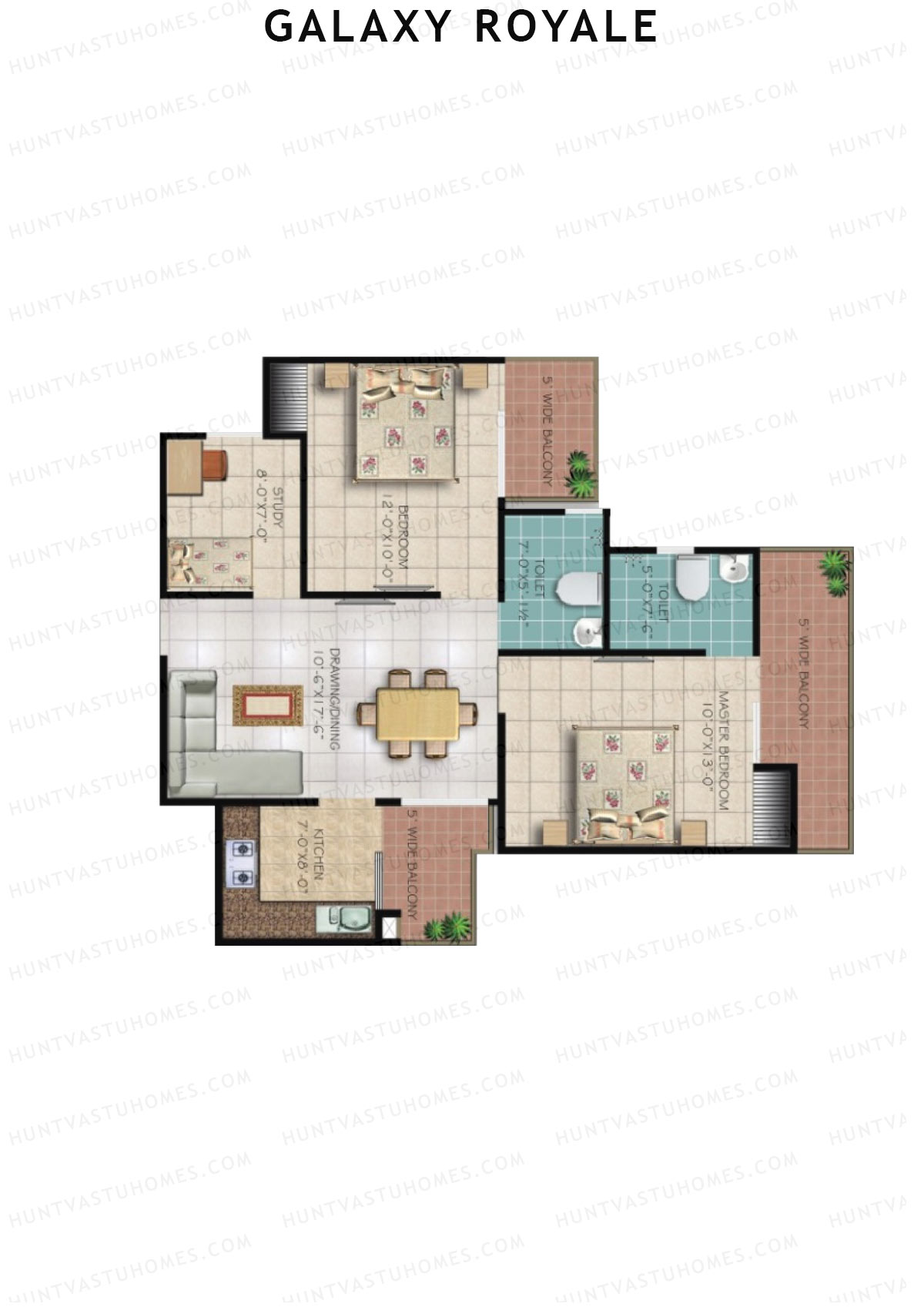 Galaxy Royale Vrindavan Unit 20 (Type 2) Floor Plan